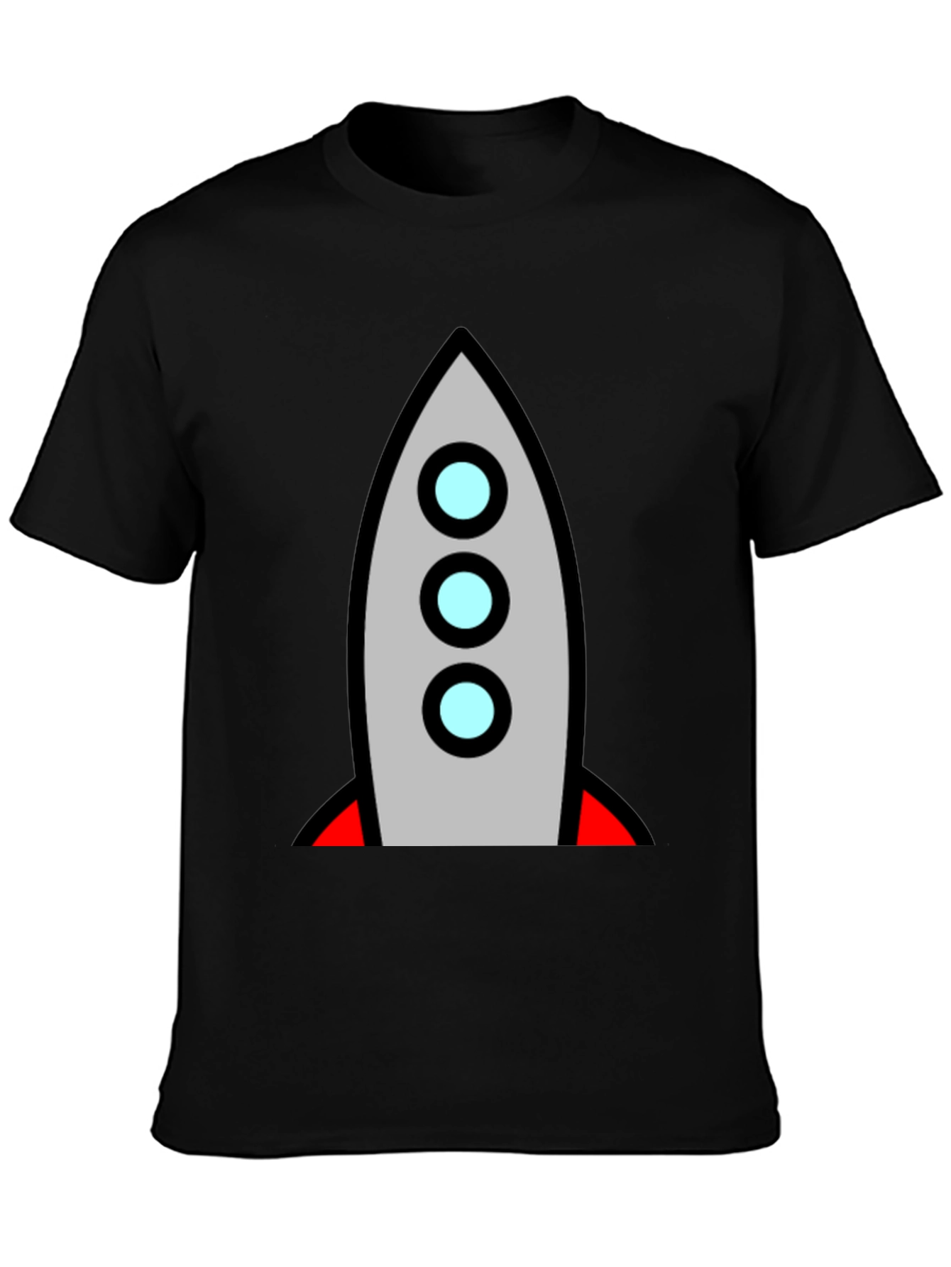 Rocket Graphic Black T-Shirt - Blast Off in Style!