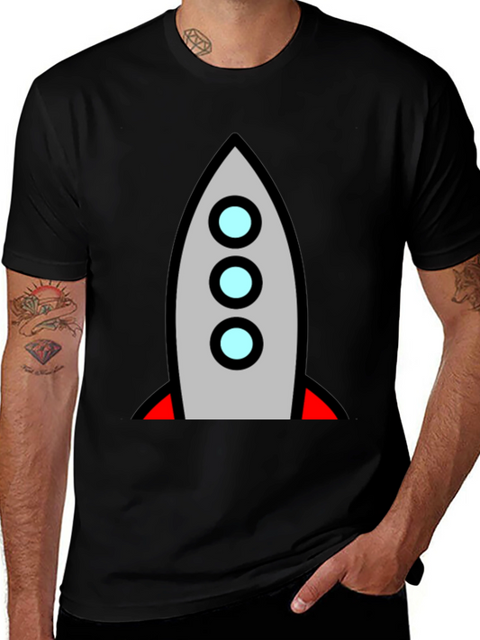 Rocket Graphic Black T-Shirt - Blast Off in Style!
