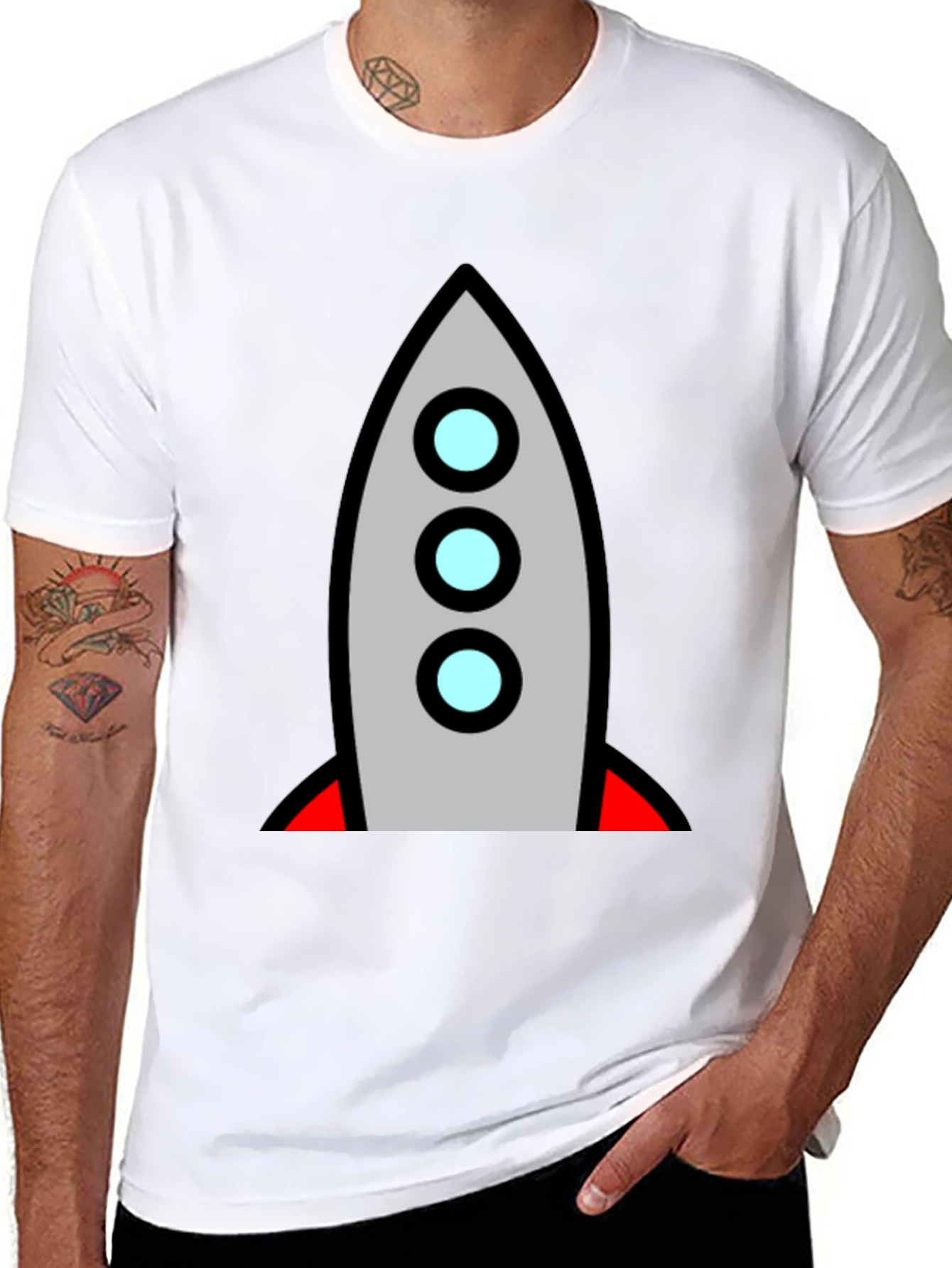 Rocket Graphic Black T-Shirt - Blast Off in Style!