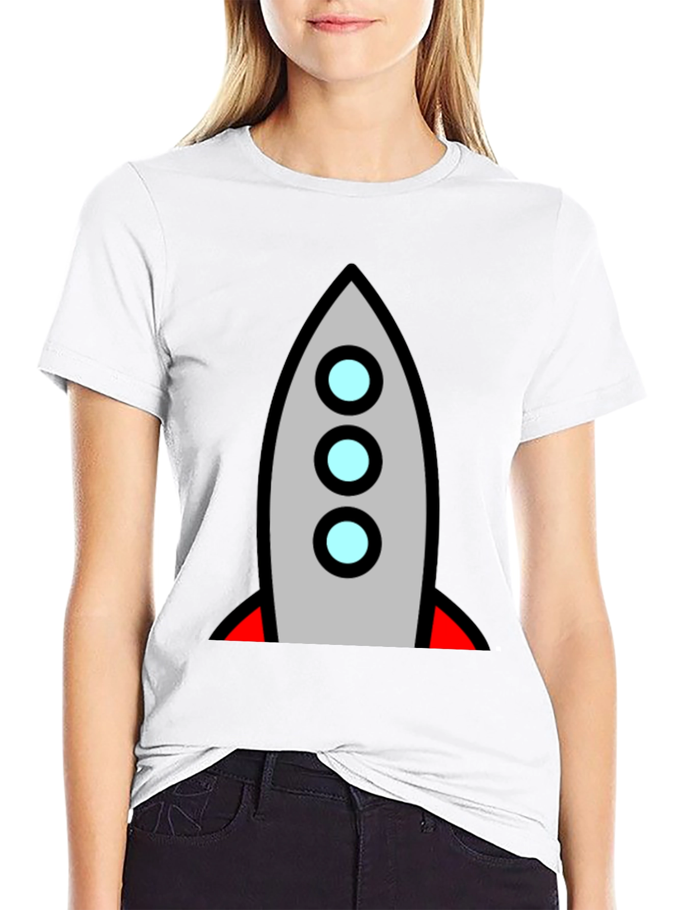 Rocket Graphic Black T-Shirt - Blast Off in Style!