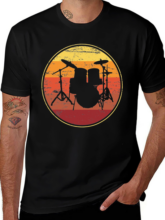 Vintage Drum Set T-Shirt - Retro Music Lover Tee