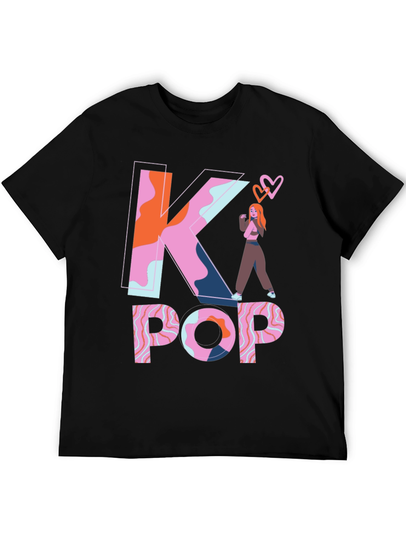 K-Pop Graphic Tee - Trendy Black T-Shirt