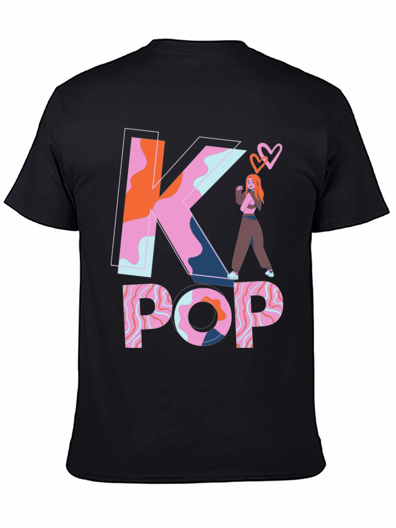 K-Pop Graphic Tee - Trendy Black T-Shirt