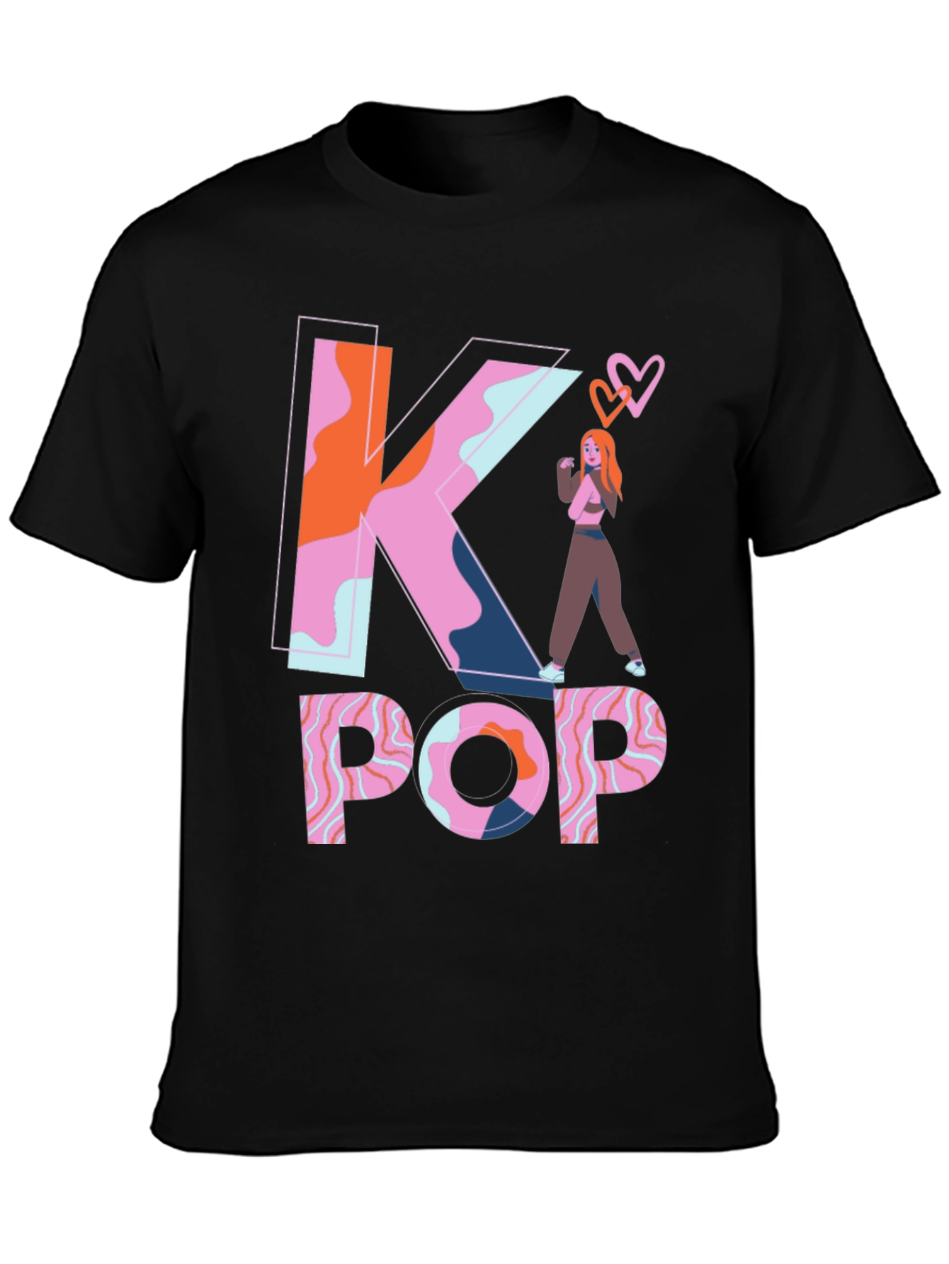 K-Pop Graphic Tee - Trendy Black T-Shirt