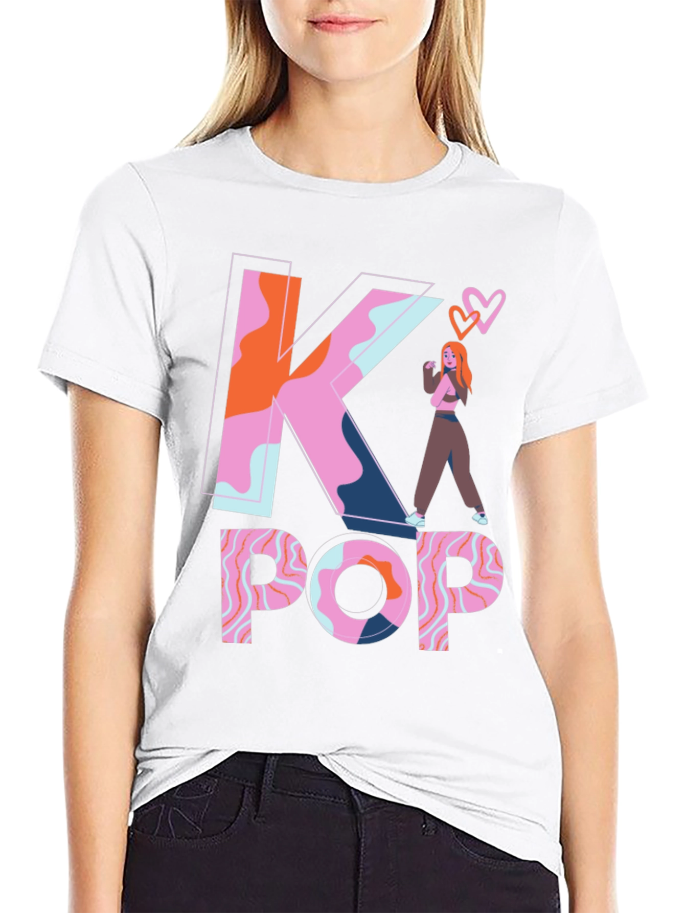 K-Pop Graphic Tee - Trendy Black T-Shirt