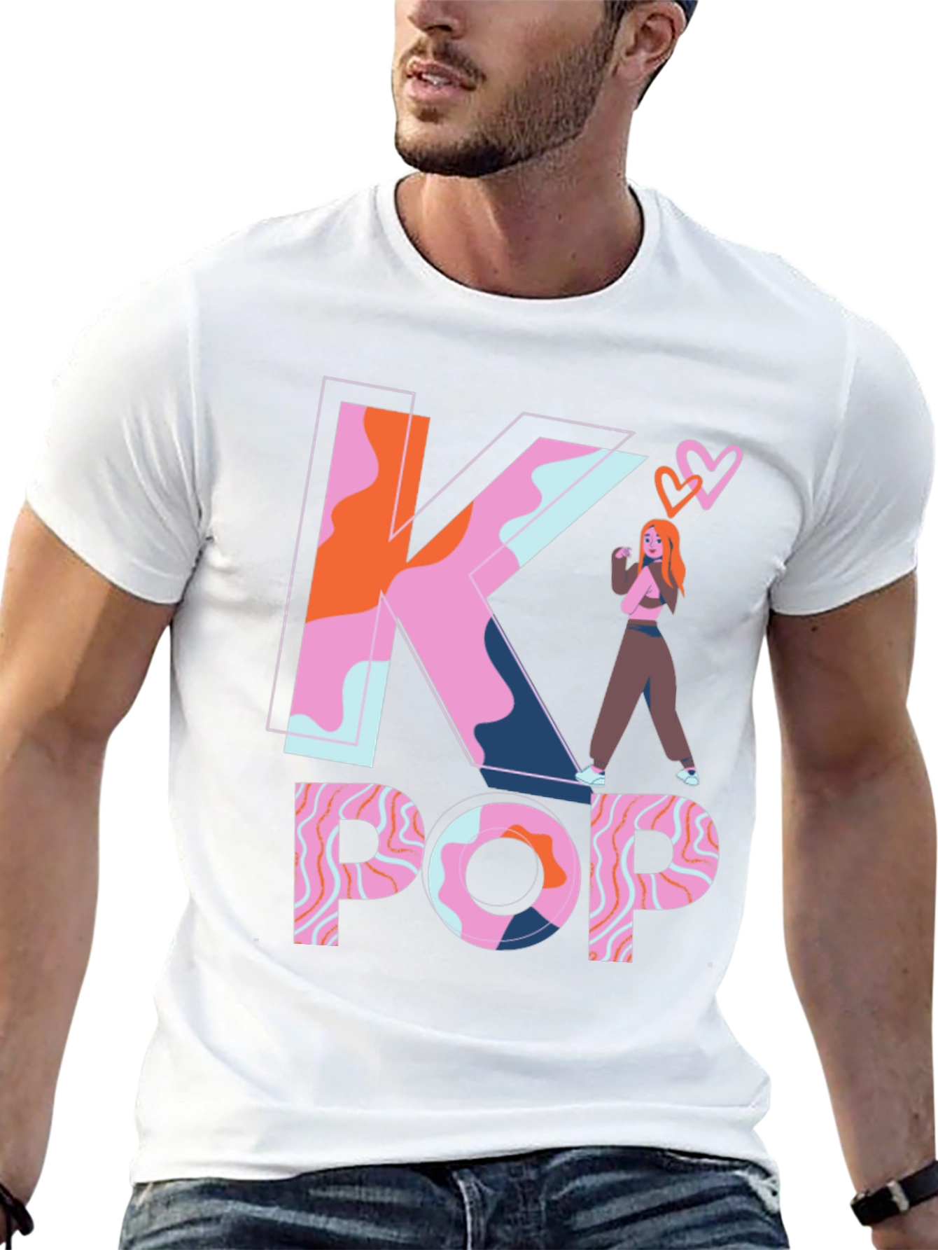 K-Pop Graphic Tee - Trendy Black T-Shirt