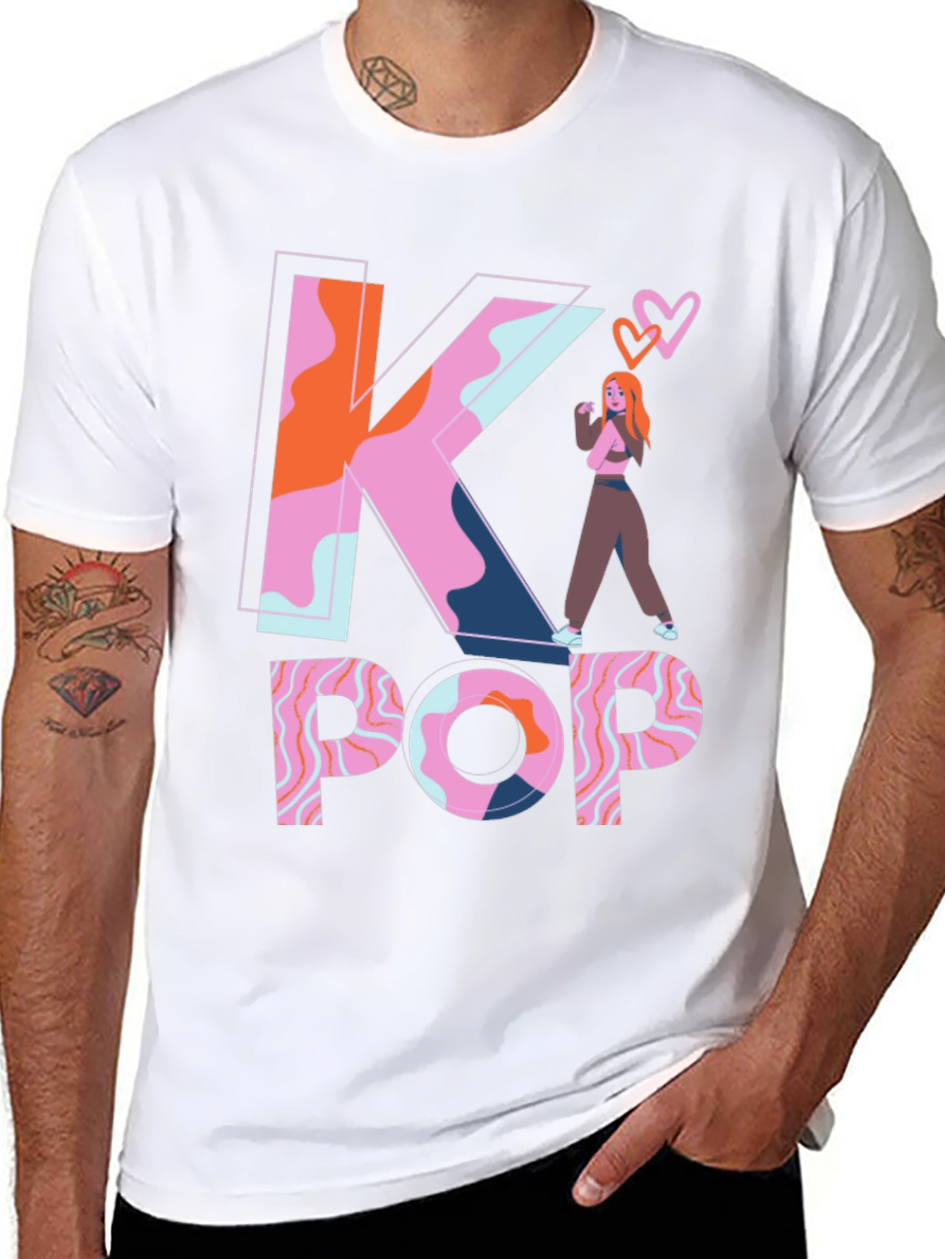 K-Pop Graphic Tee - Trendy Black T-Shirt