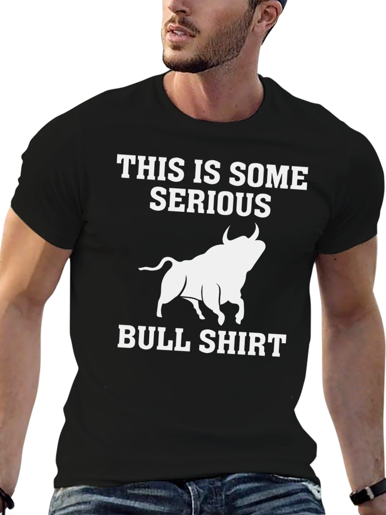 Serious Bull T-Shirt - Black Graphic Tee