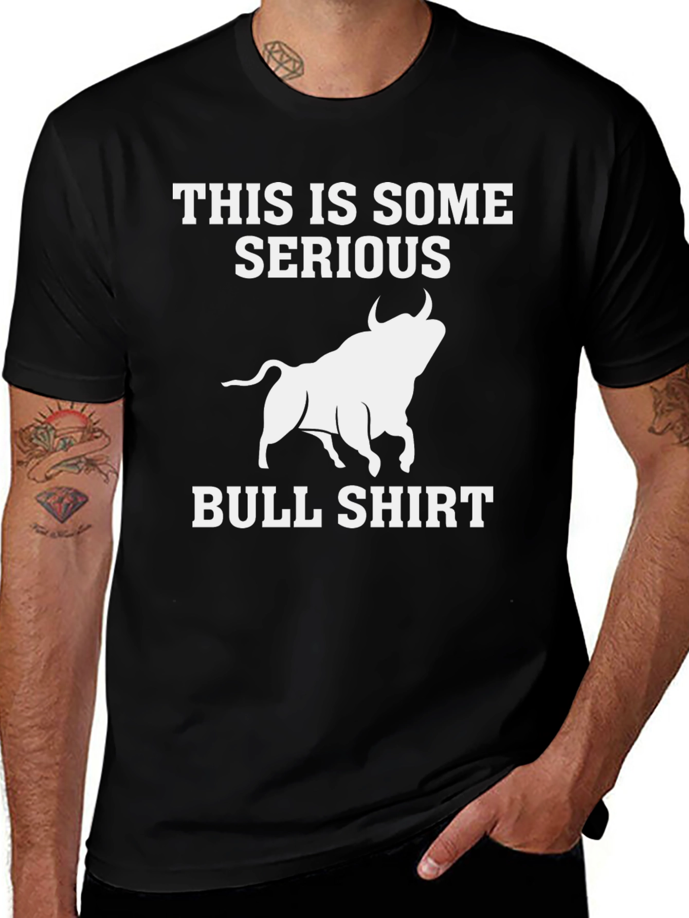 Serious Bull T-Shirt - Black Graphic Tee