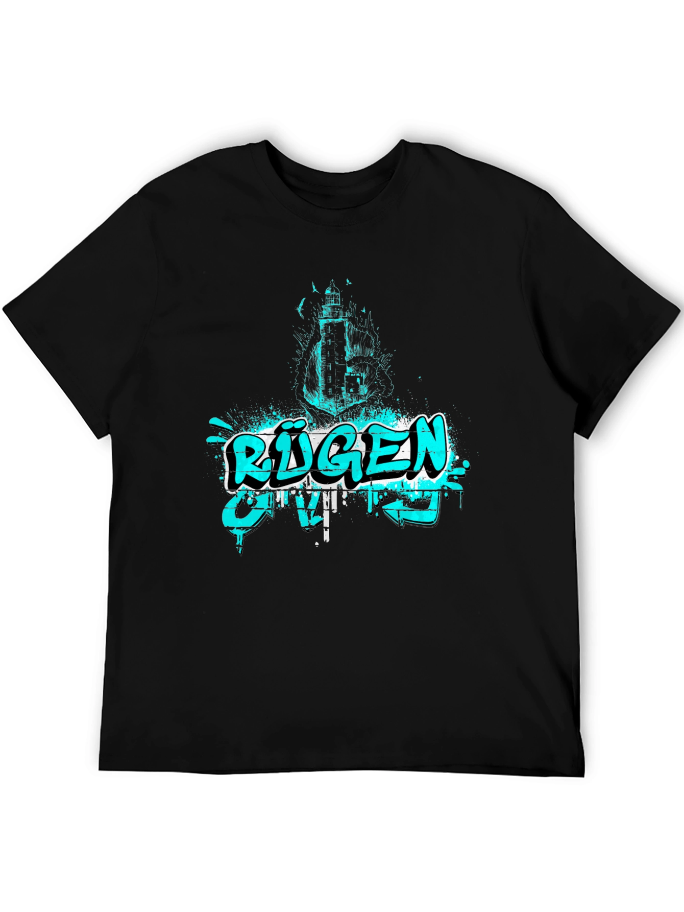 R¨¹gen Graphic Print Black T-Shirt