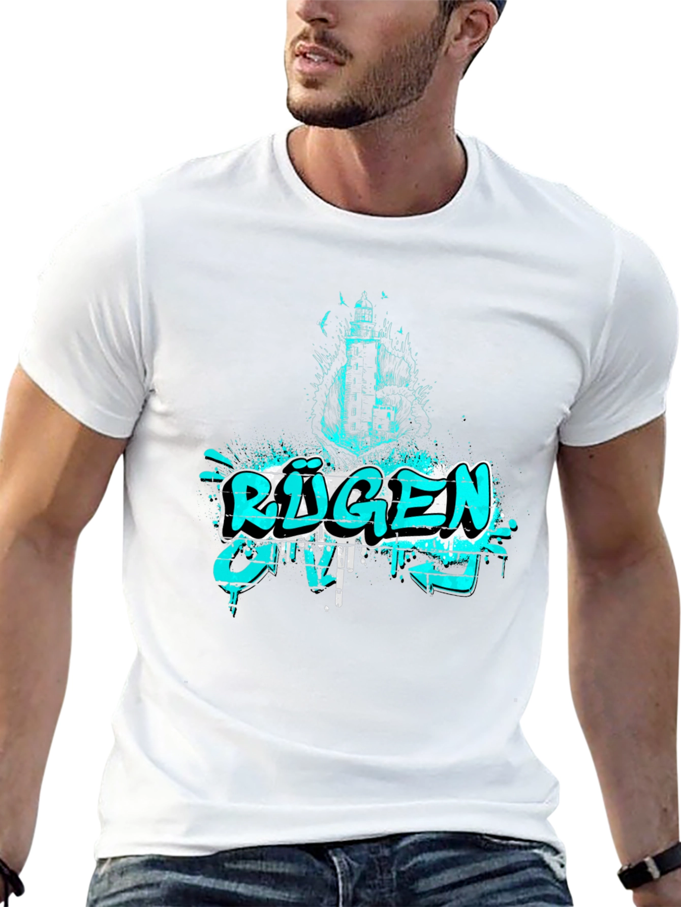 R¨¹gen Graphic Print Black T-Shirt