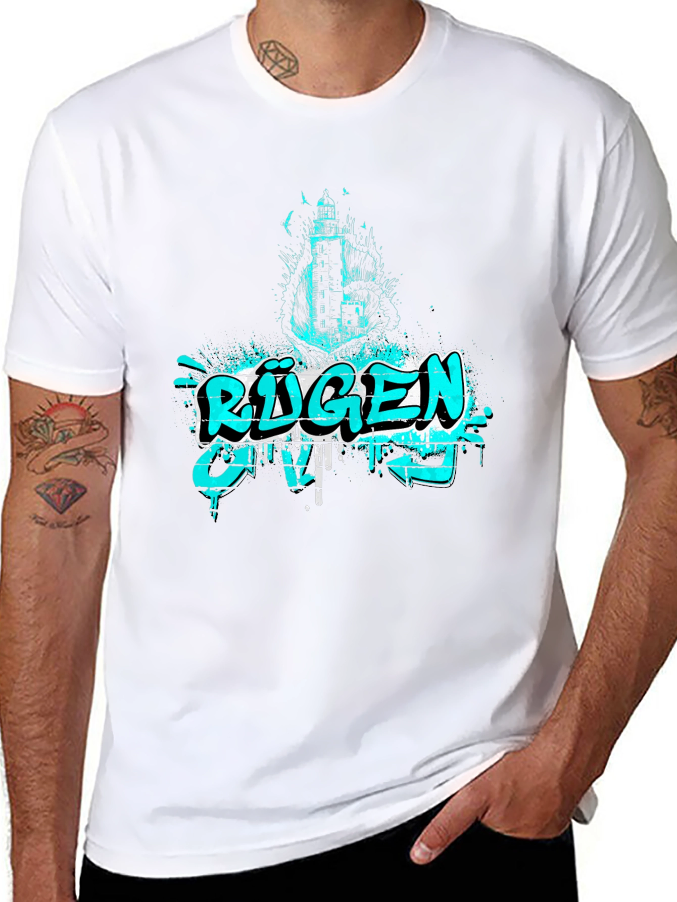 R¨¹gen Graphic Print Black T-Shirt