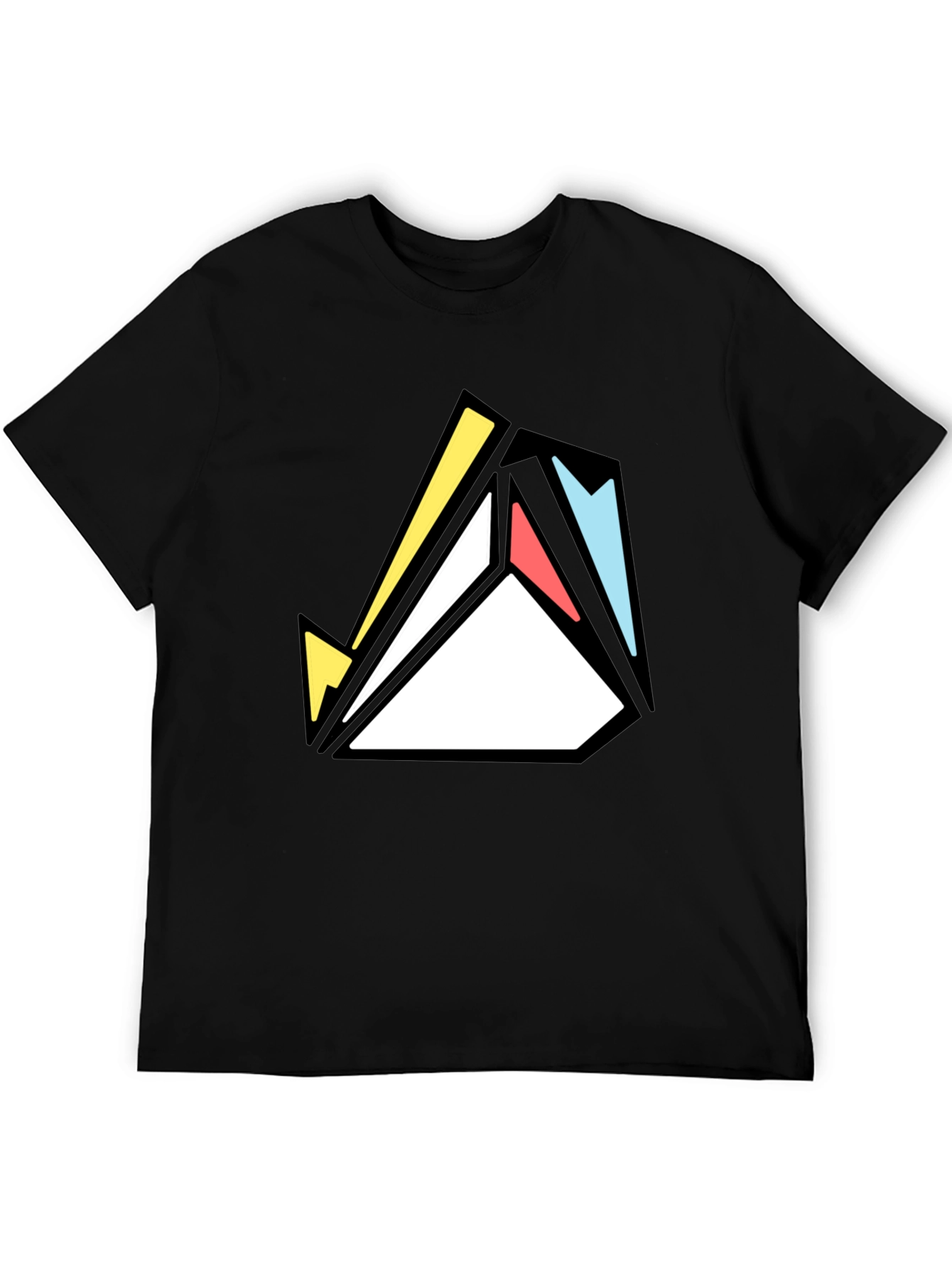 Geometric Abstract Graphic Print Tee - Black