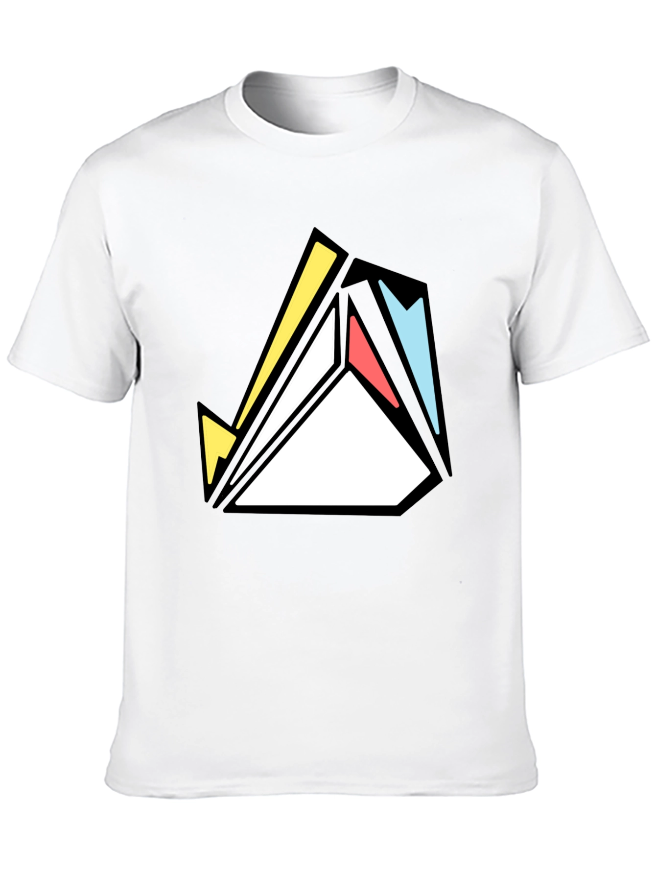 Geometric Abstract Graphic Print Tee - Black