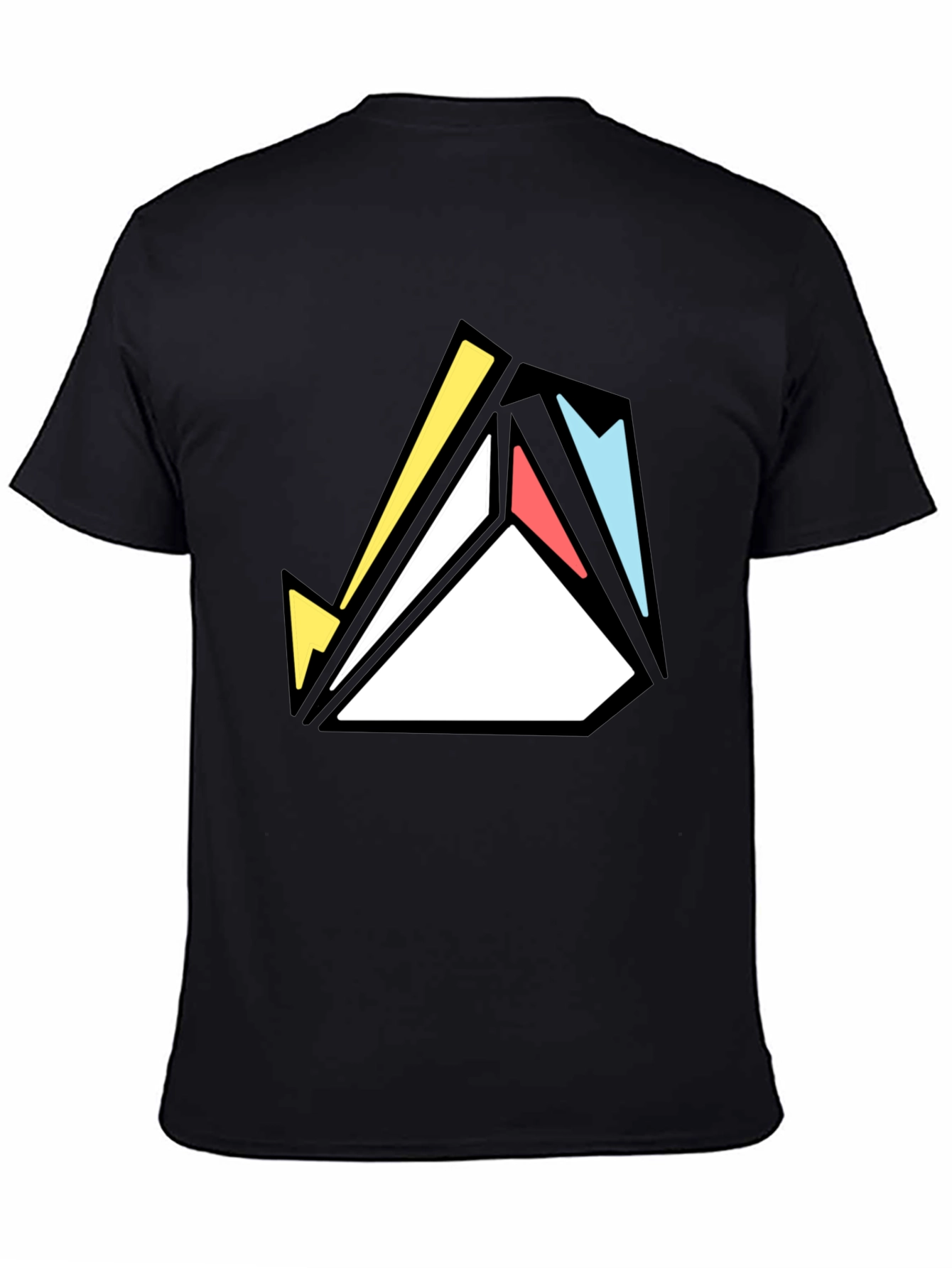 Geometric Abstract Graphic Print Tee - Black