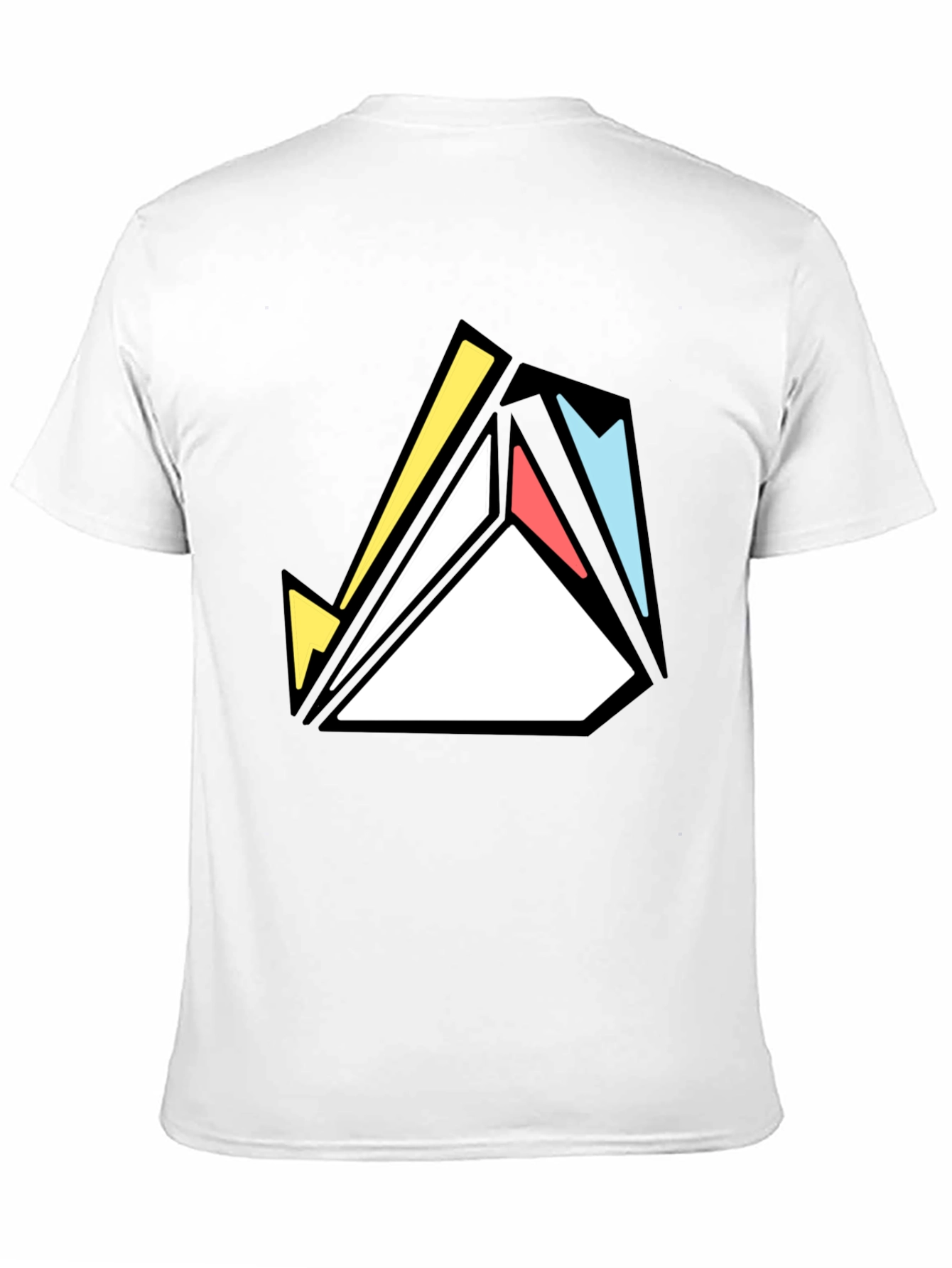 Geometric Abstract Graphic Print Tee - Black