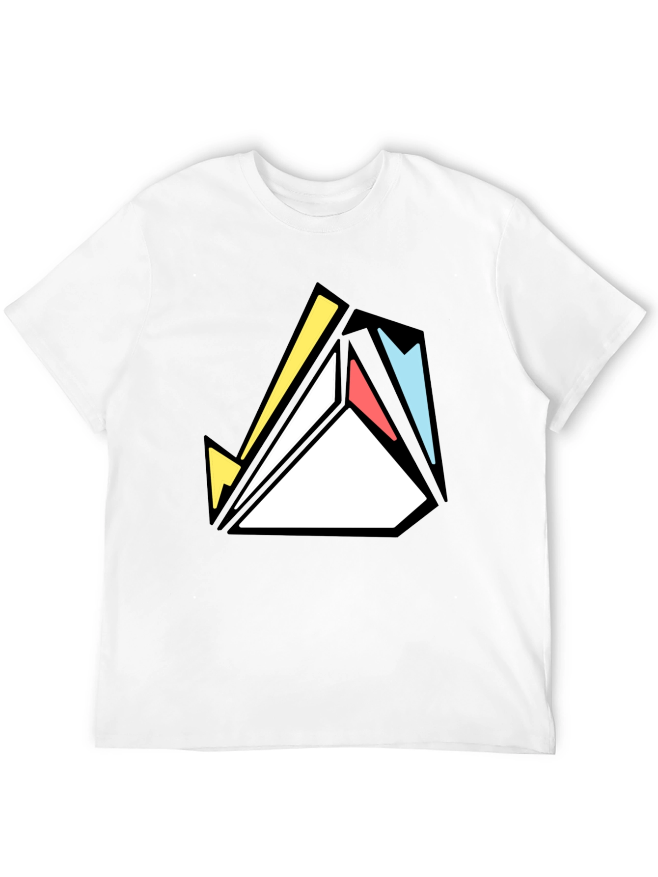 Geometric Abstract Graphic Print Tee - Black
