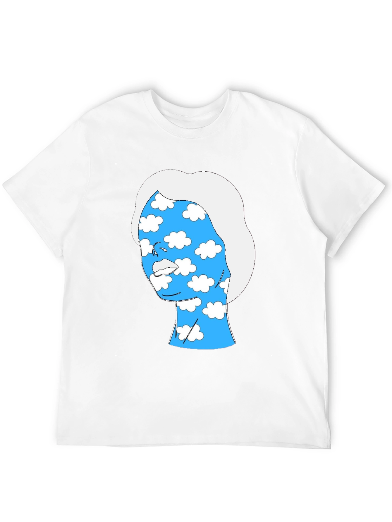 Abstract Cloud Face Graphic Tee - Black Cotton Shirt