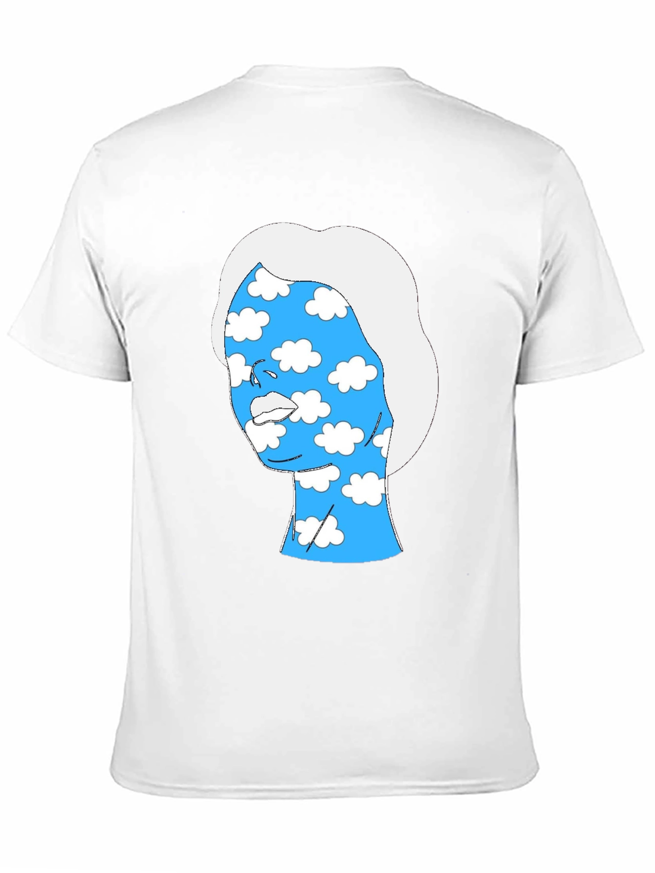Abstract Cloud Face Graphic Tee - Black Cotton Shirt