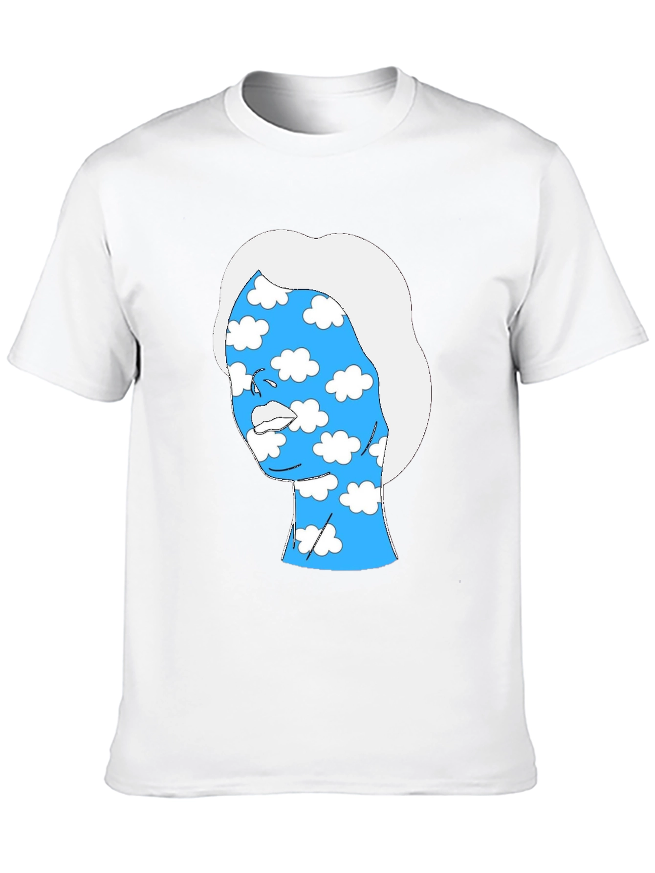 Abstract Cloud Face Graphic Tee - Black Cotton Shirt