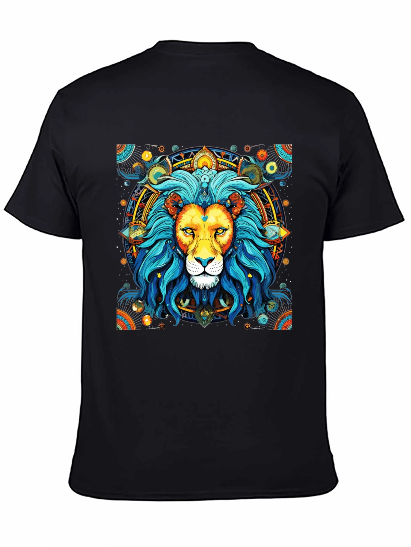 Lion Mandala Graphic Tee - Black