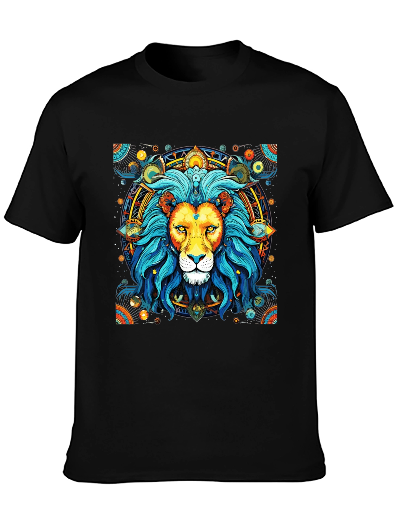 Lion Mandala Graphic Tee - Black