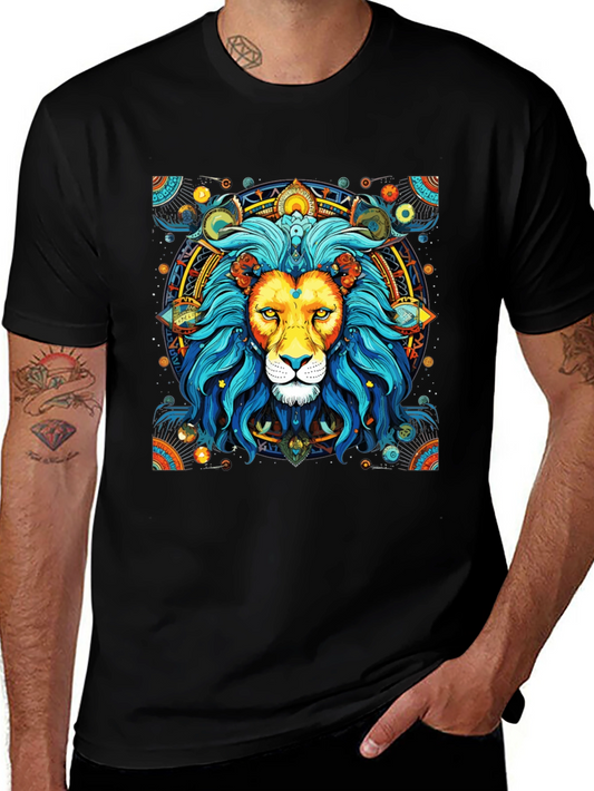 Lion Mandala Graphic Tee - Black