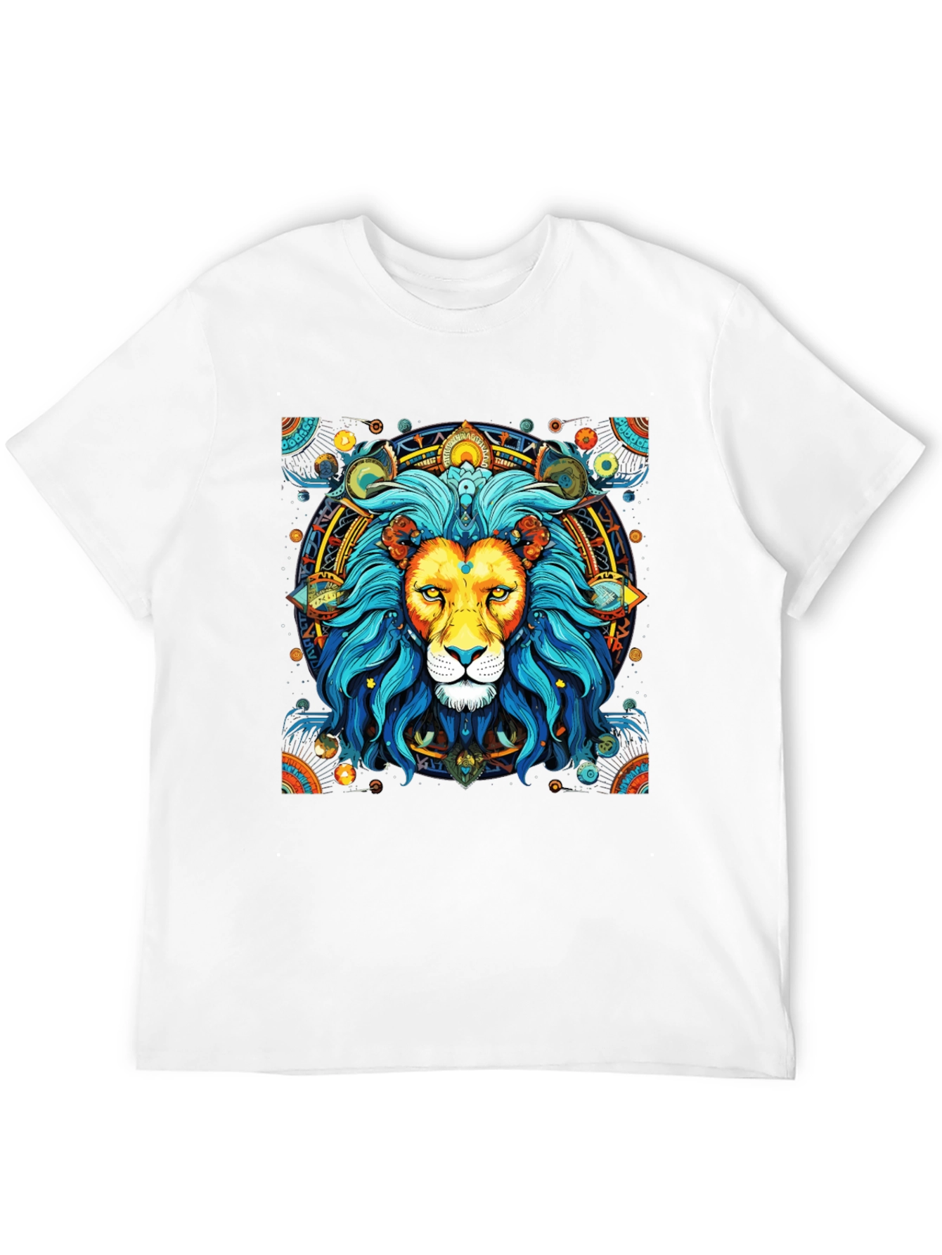 Lion Mandala Graphic Tee - Black