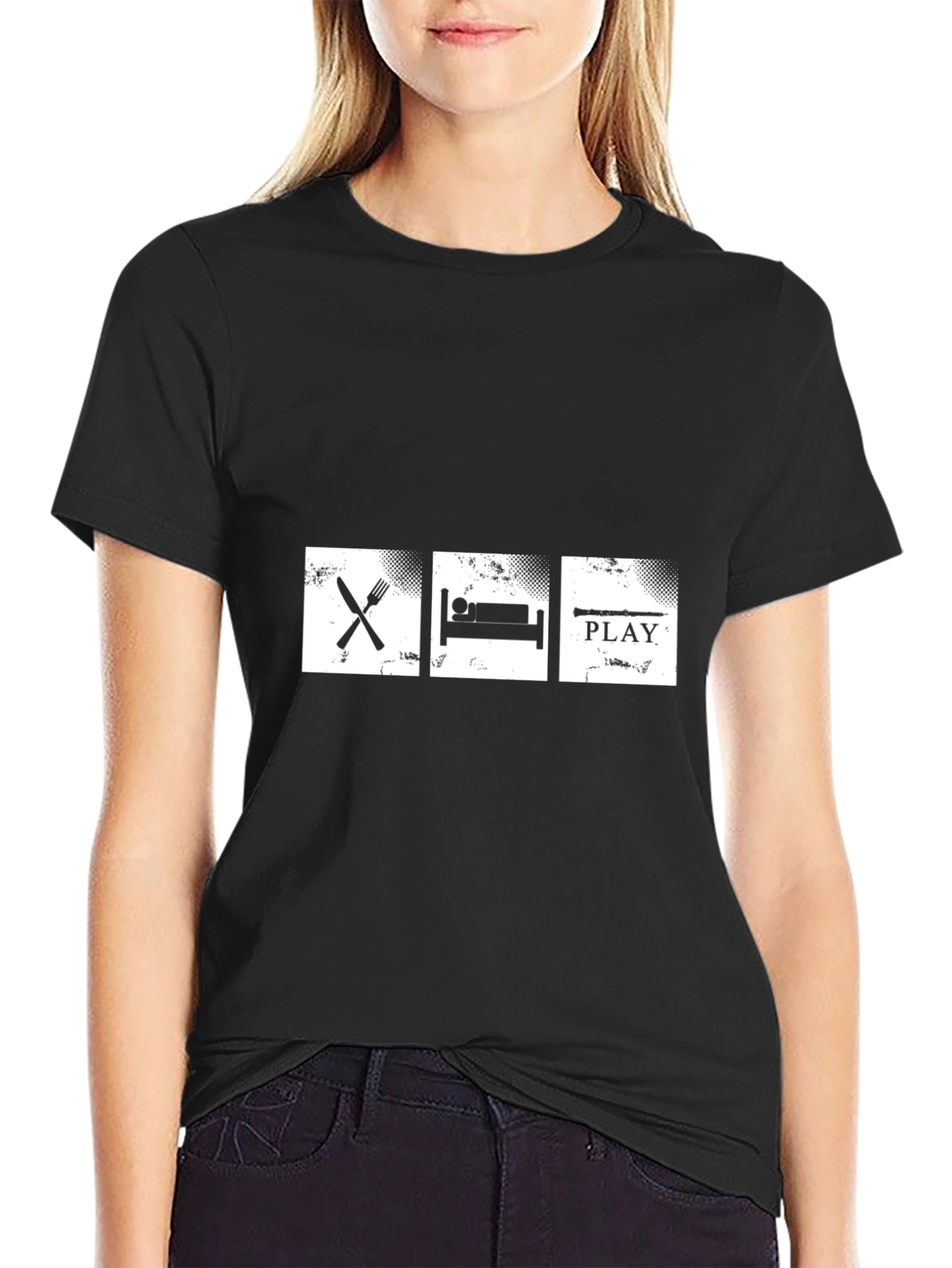Eat Sleep Play Black Graphic Tee