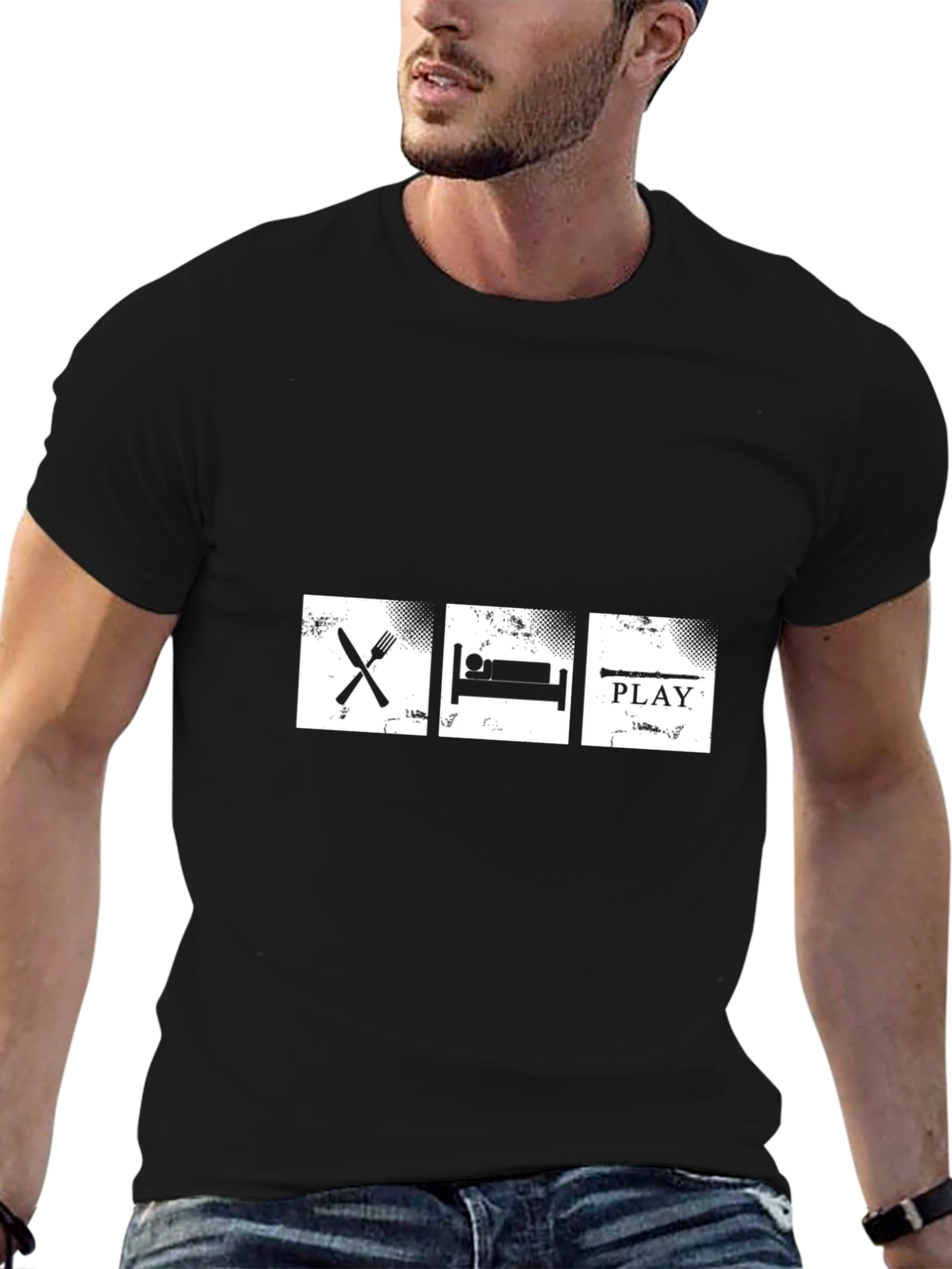 Eat Sleep Play Black Graphic Tee