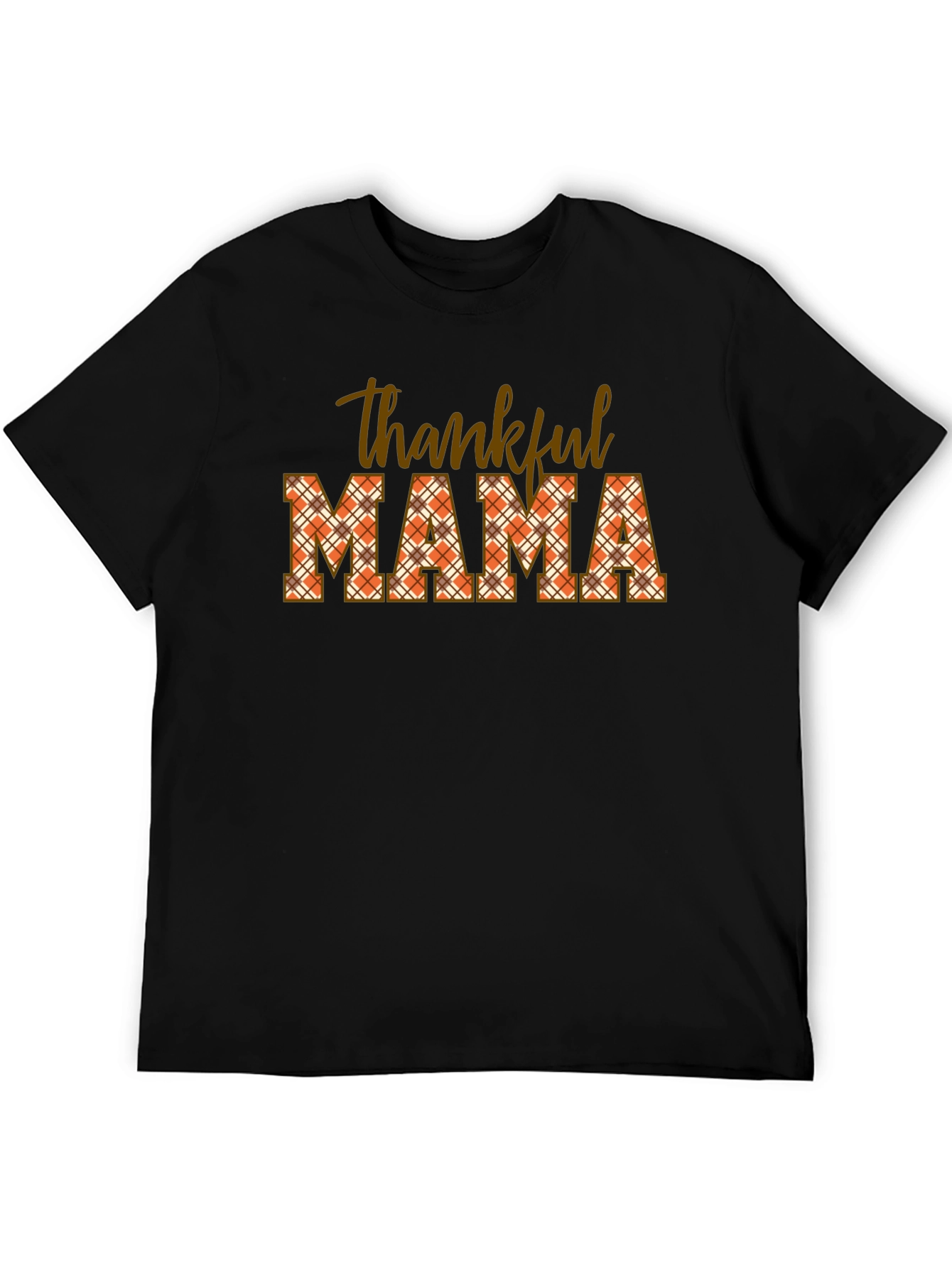 Thankful Mama Plaid T-Shirt - Autumn Thanksgiving Tee