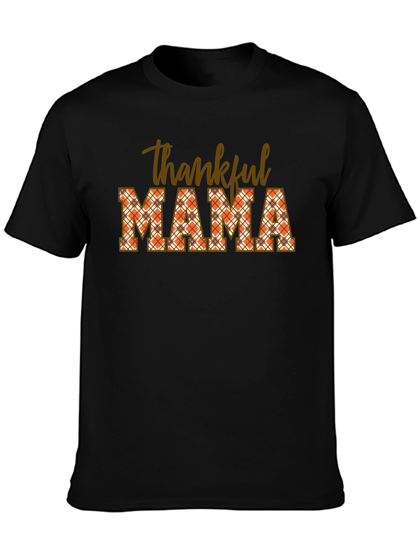 Thankful Mama Plaid T-Shirt - Autumn Thanksgiving Tee