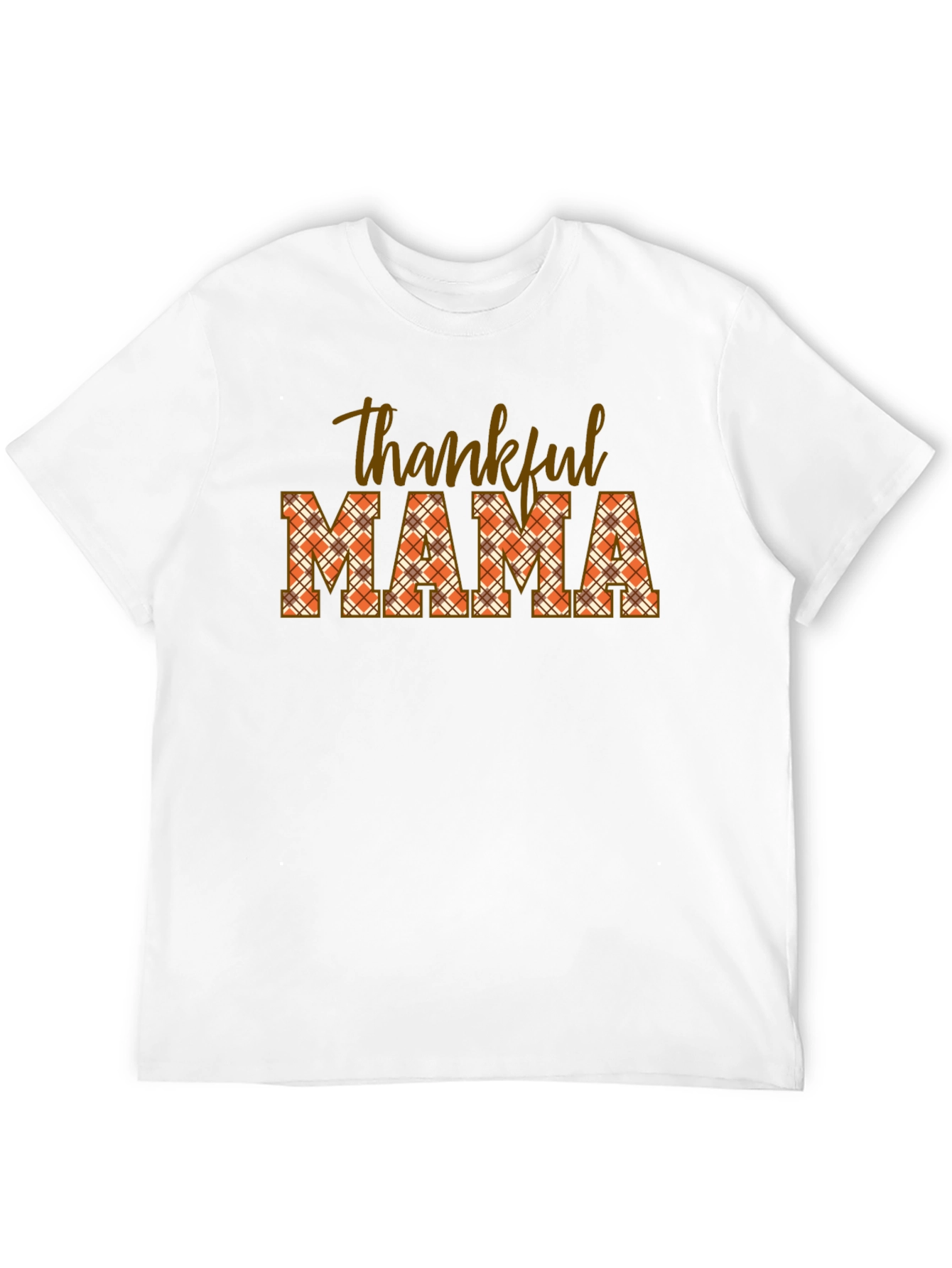 Thankful Mama Plaid T-Shirt - Autumn Thanksgiving Tee