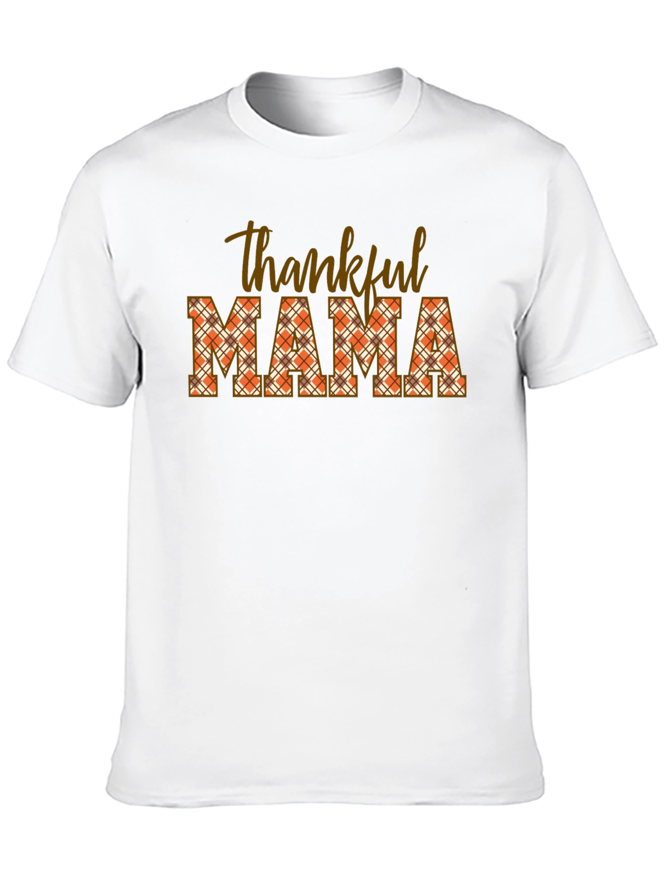 Thankful Mama Plaid T-Shirt - Autumn Thanksgiving Tee