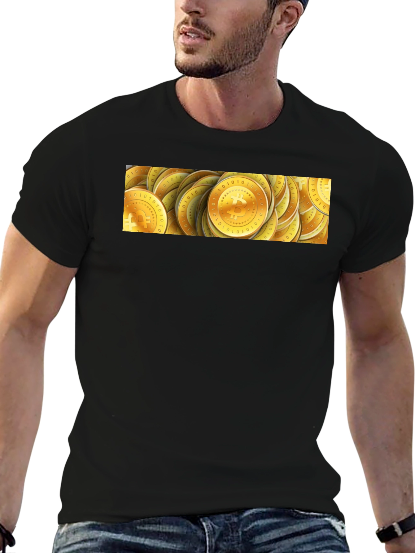 Bitcoin Gold Coin Graphic Black T-Shirt