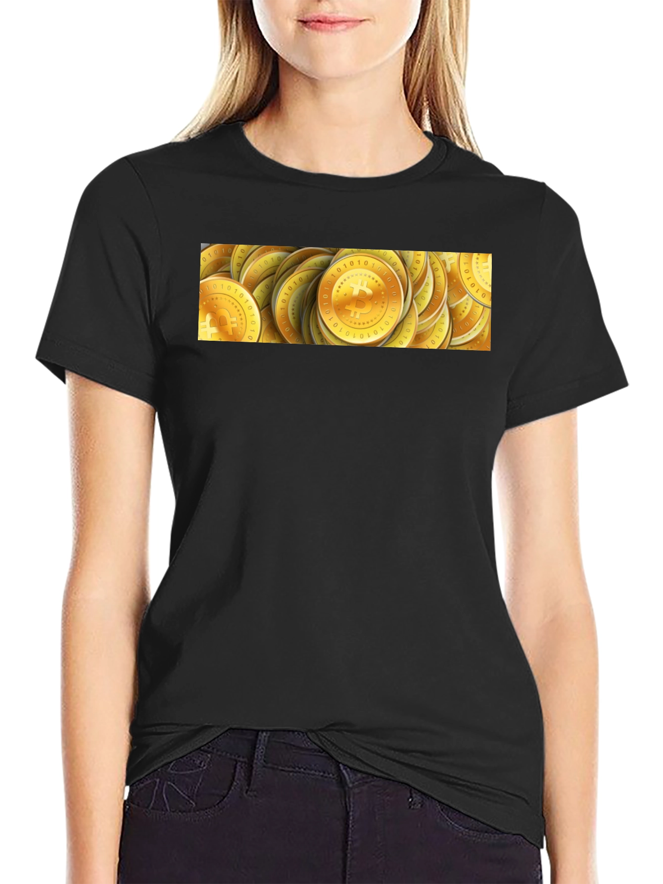 Bitcoin Gold Coin Graphic Black T-Shirt