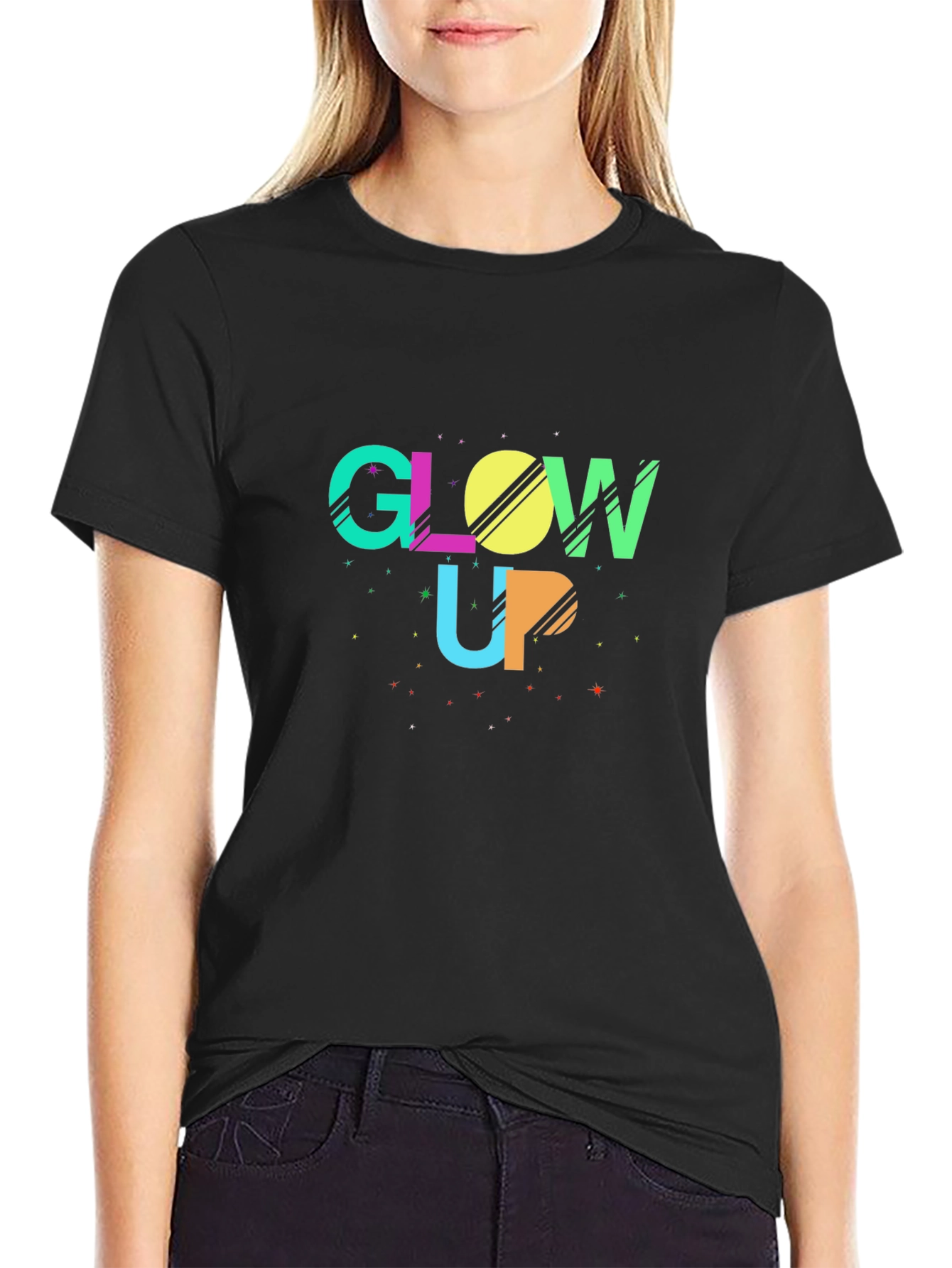 Glow Up Black Graphic Tee