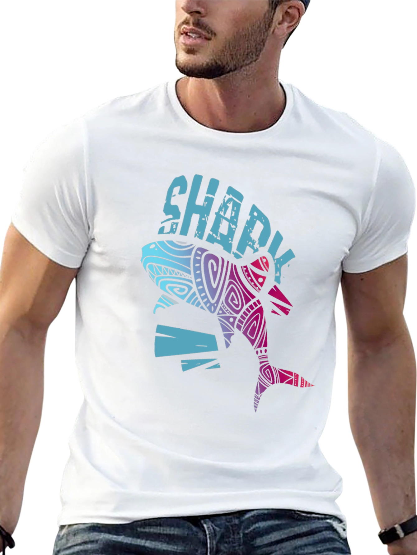 Sharky Graphic Tee - Cool Tribal Shark Design
