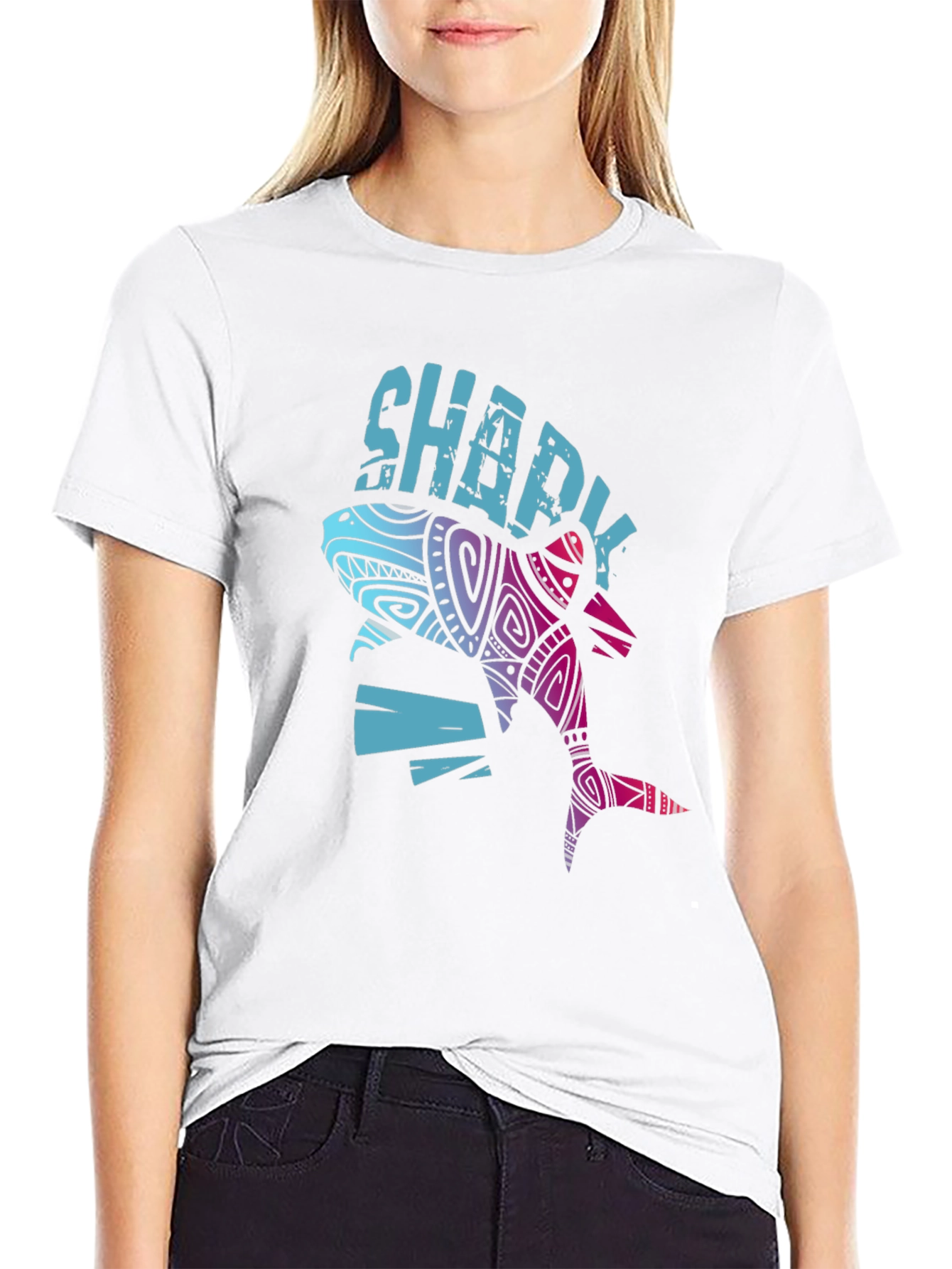 Sharky Graphic Tee - Cool Tribal Shark Design