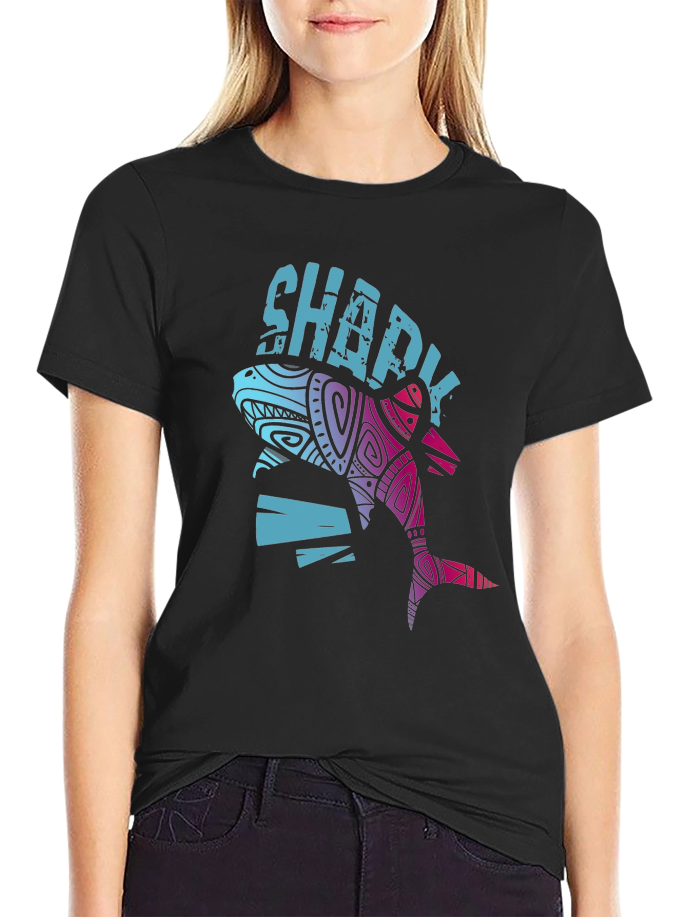 Sharky Graphic Tee - Cool Tribal Shark Design