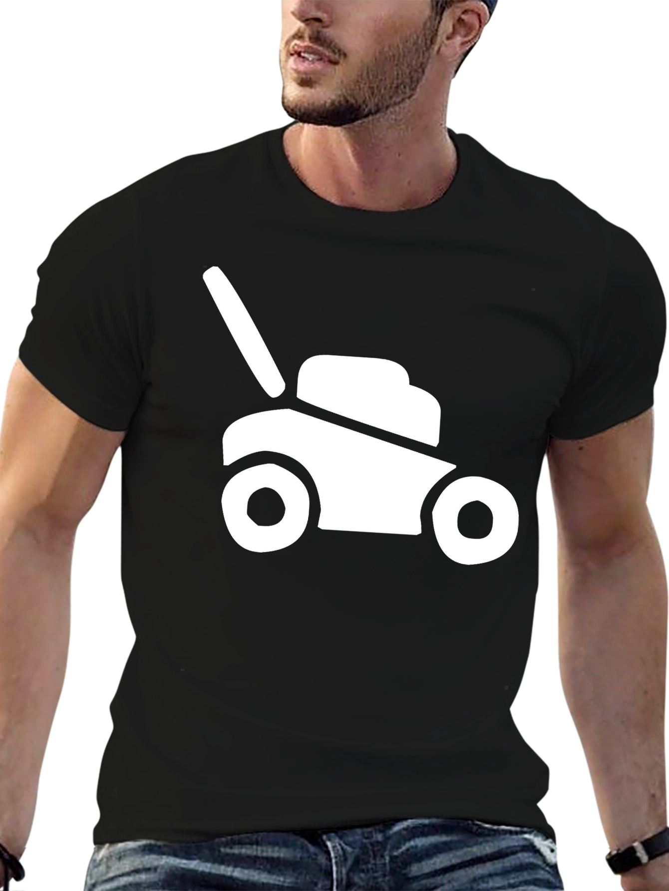 Lawnmower Graphic Tee - Black Cotton Comfort