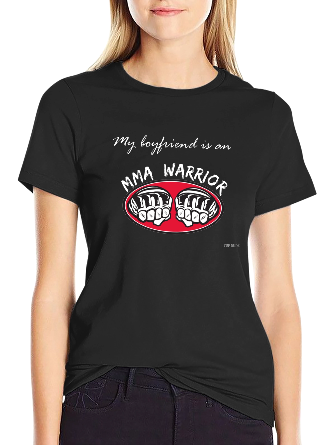MMA Warrior Boyfriend T-Shirt - Black Graphic Tee