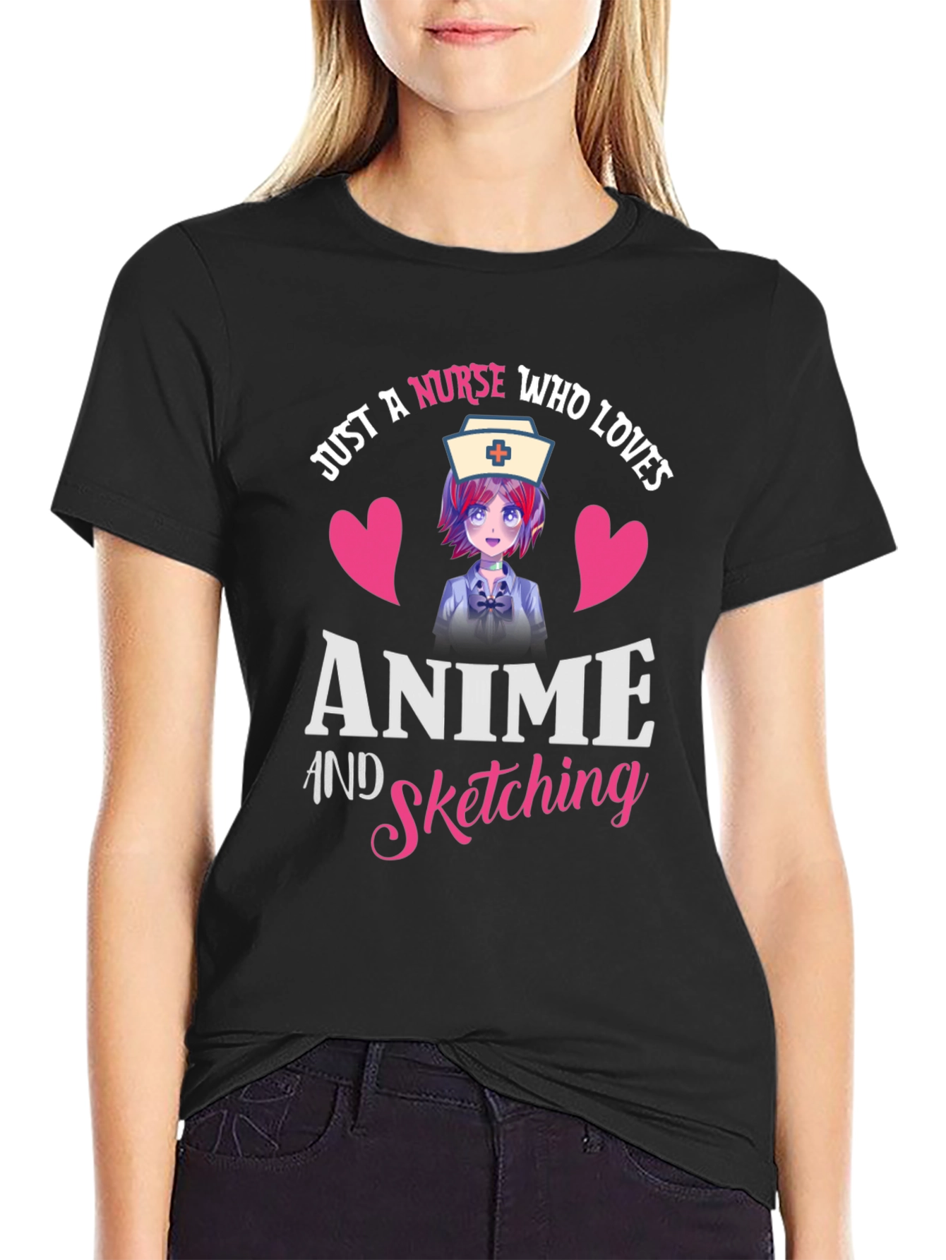 Anime Nurse Graphic Tee - Sketching Lover