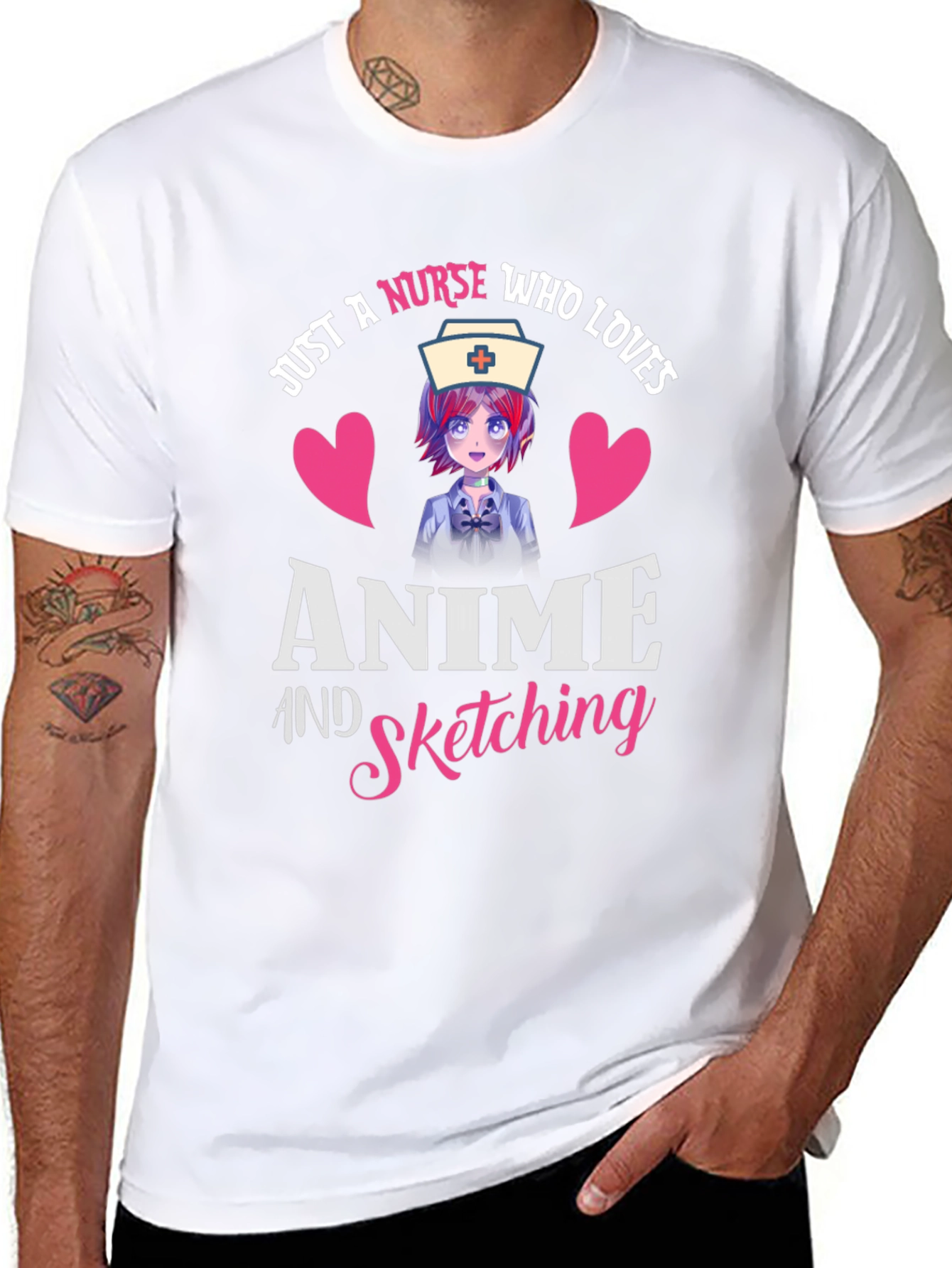 Anime Nurse Graphic Tee - Sketching Lover