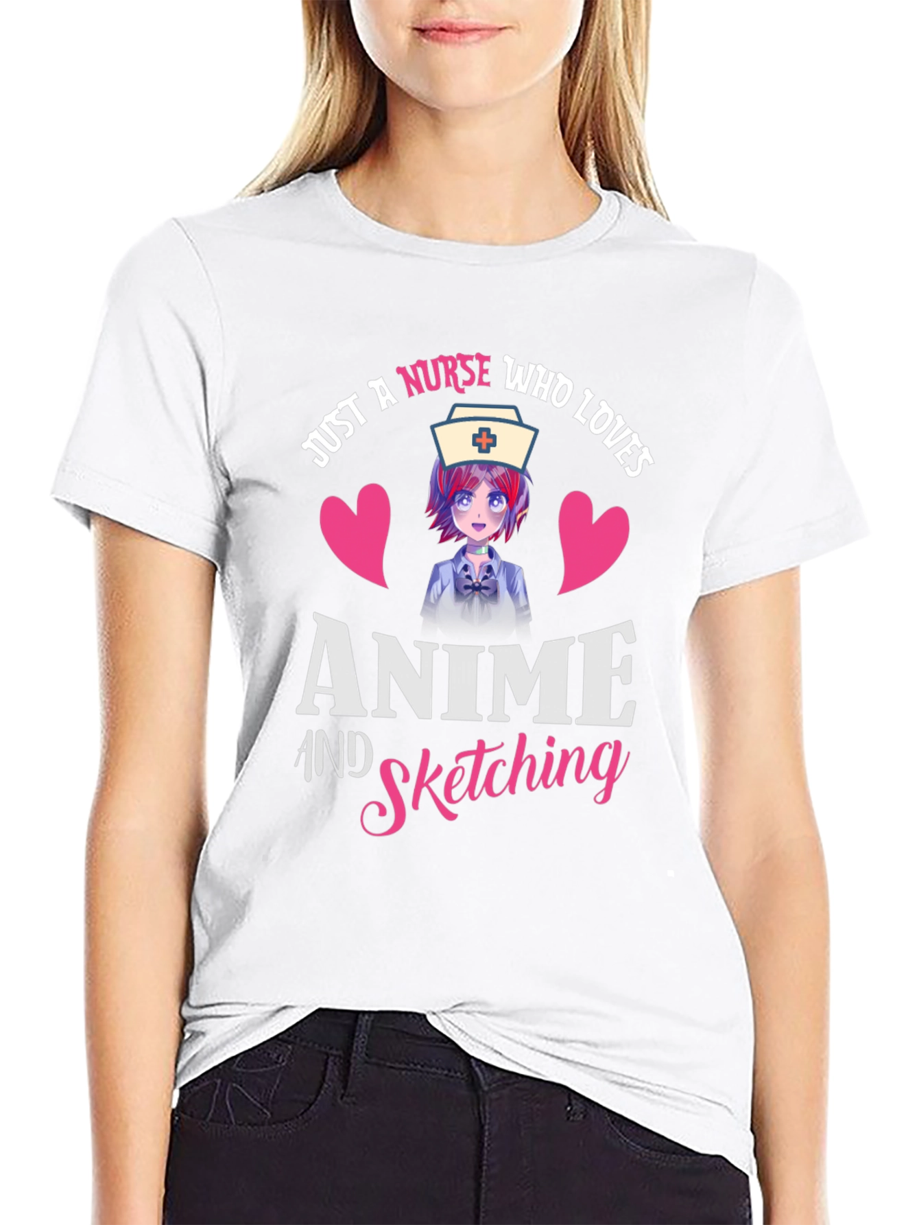 Anime Nurse Graphic Tee - Sketching Lover