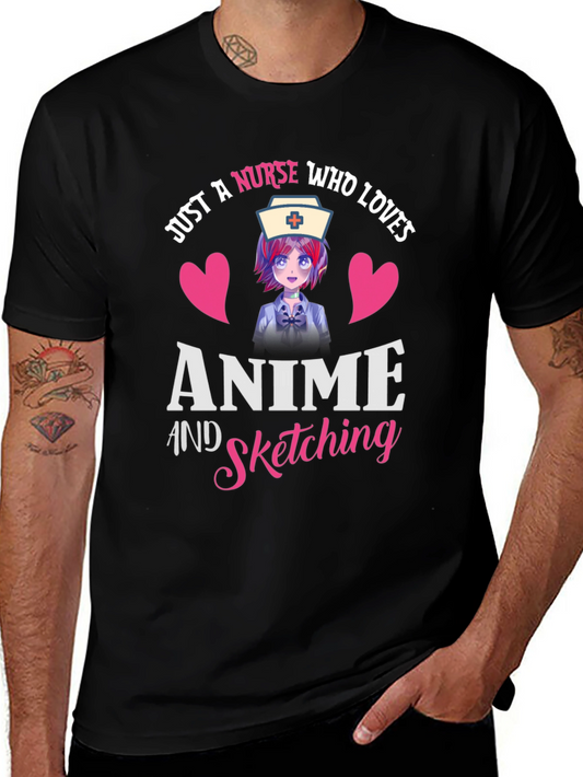 Anime Nurse Graphic Tee - Sketching Lover