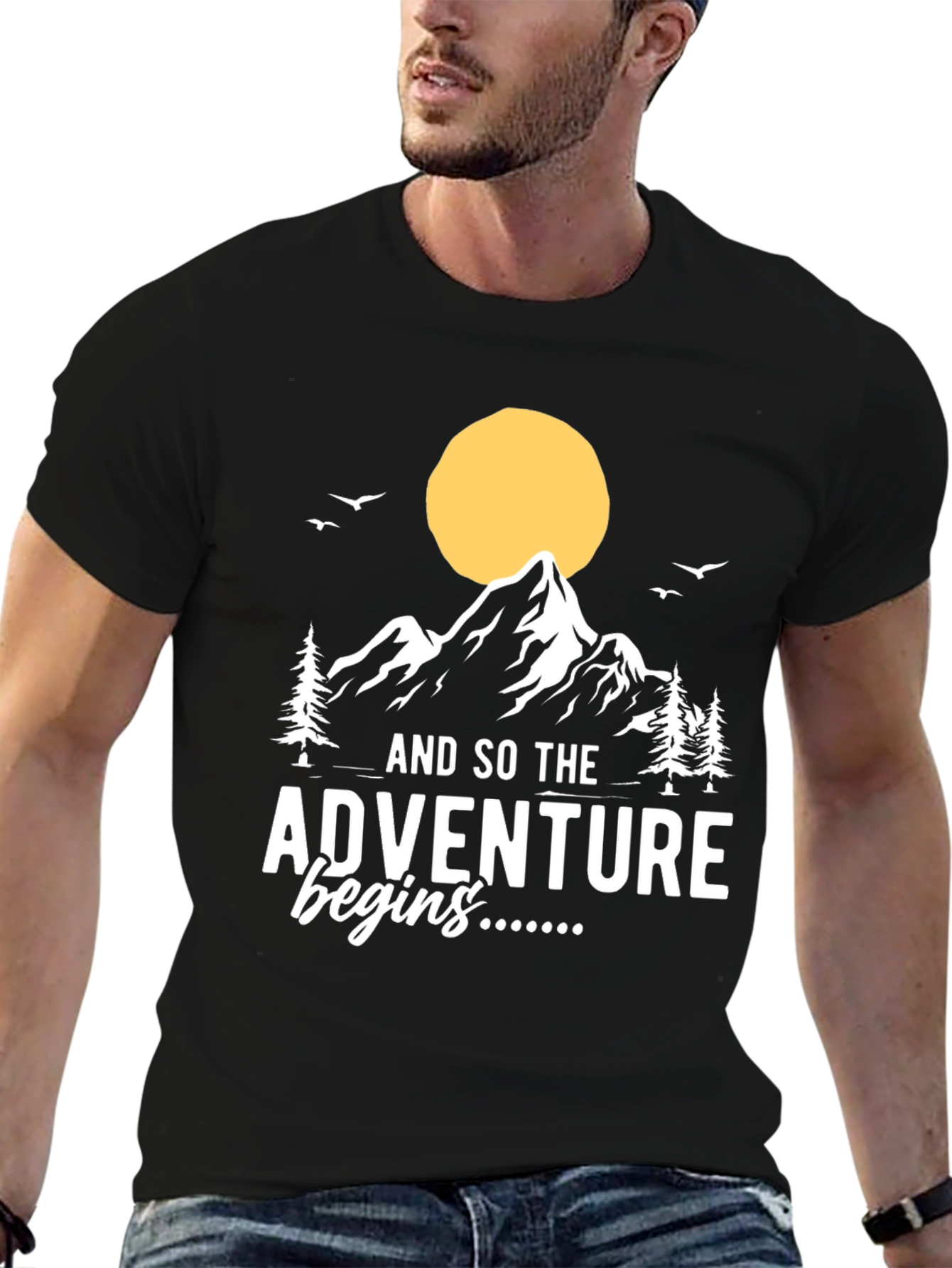 Adventure Begins T-Shirt: Mountain Graphic Tee