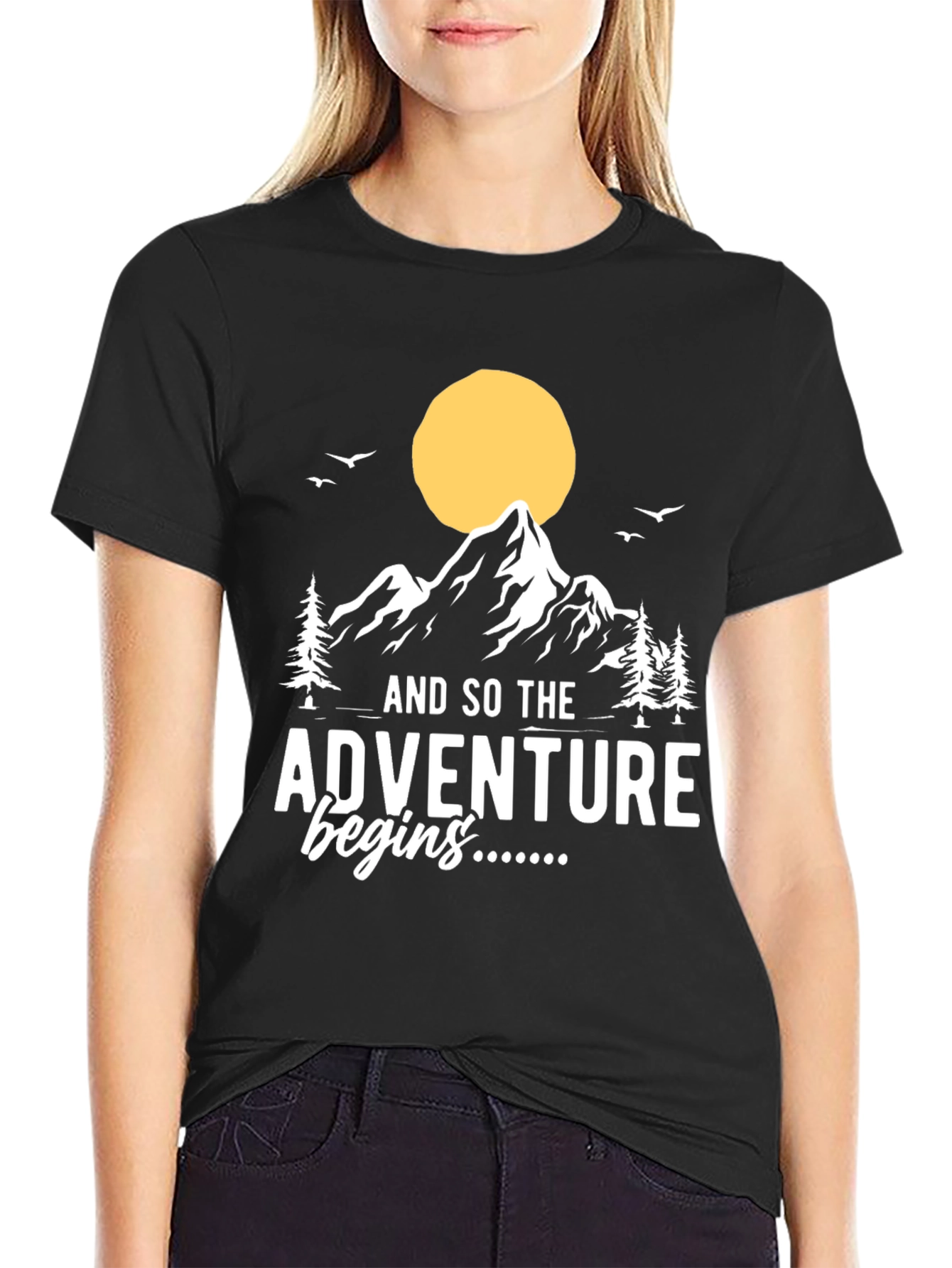 Adventure Begins T-Shirt: Mountain Graphic Tee