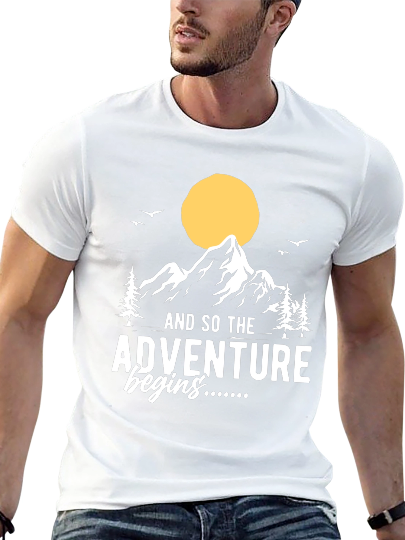 Adventure Begins T-Shirt: Mountain Graphic Tee