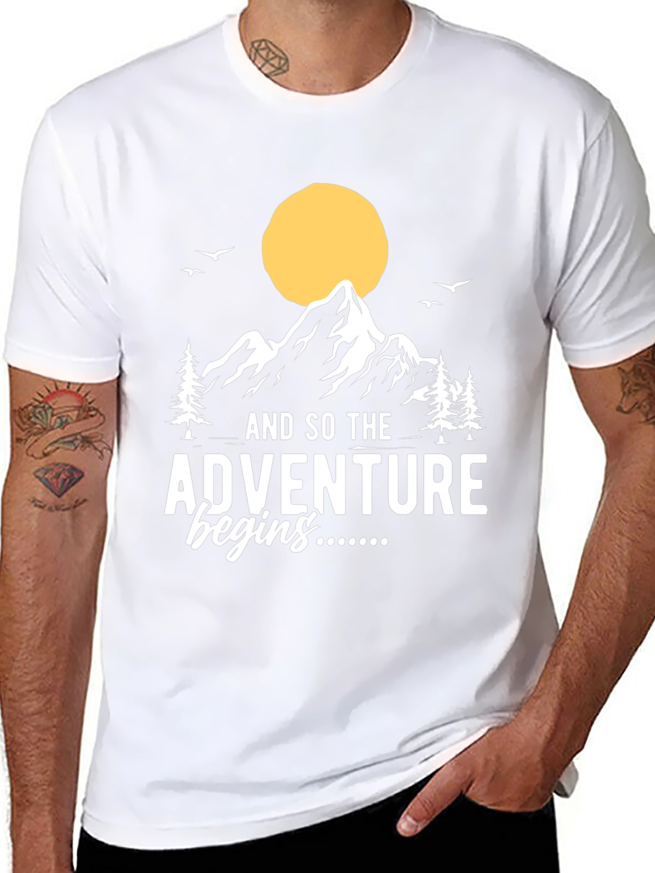 Adventure Begins T-Shirt: Mountain Graphic Tee